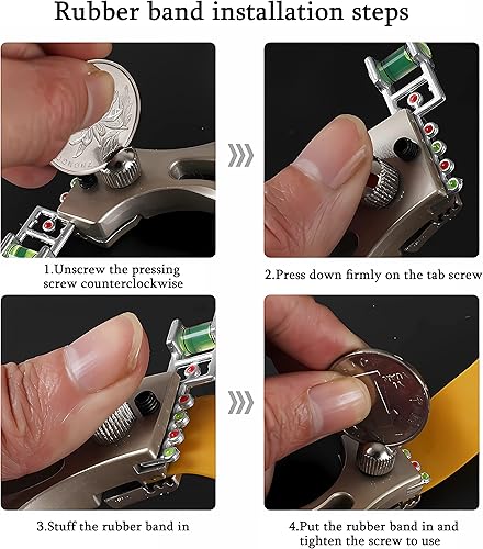 Miniatura 4 de SEYUTMRO Juego de 2 tirachinas profesionales, tirachinas para adultos con bandas de goma planas, bolsa de bolas de munición, tirachinas portátil con