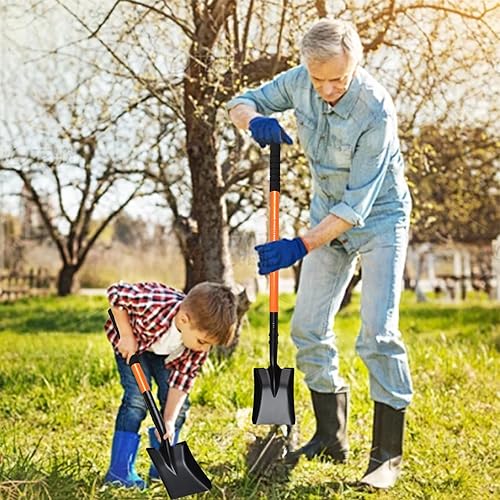 Miniatura 7 de Pala cuadrada pequeña para excavar con mango de metal, pala pequeña resistente de 43.3 pulgadas, palas de trinchera, ideal para excavar, jardinería,