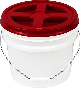 3.5 Gallon Natural Bucket with Gamma Seal Lid Red