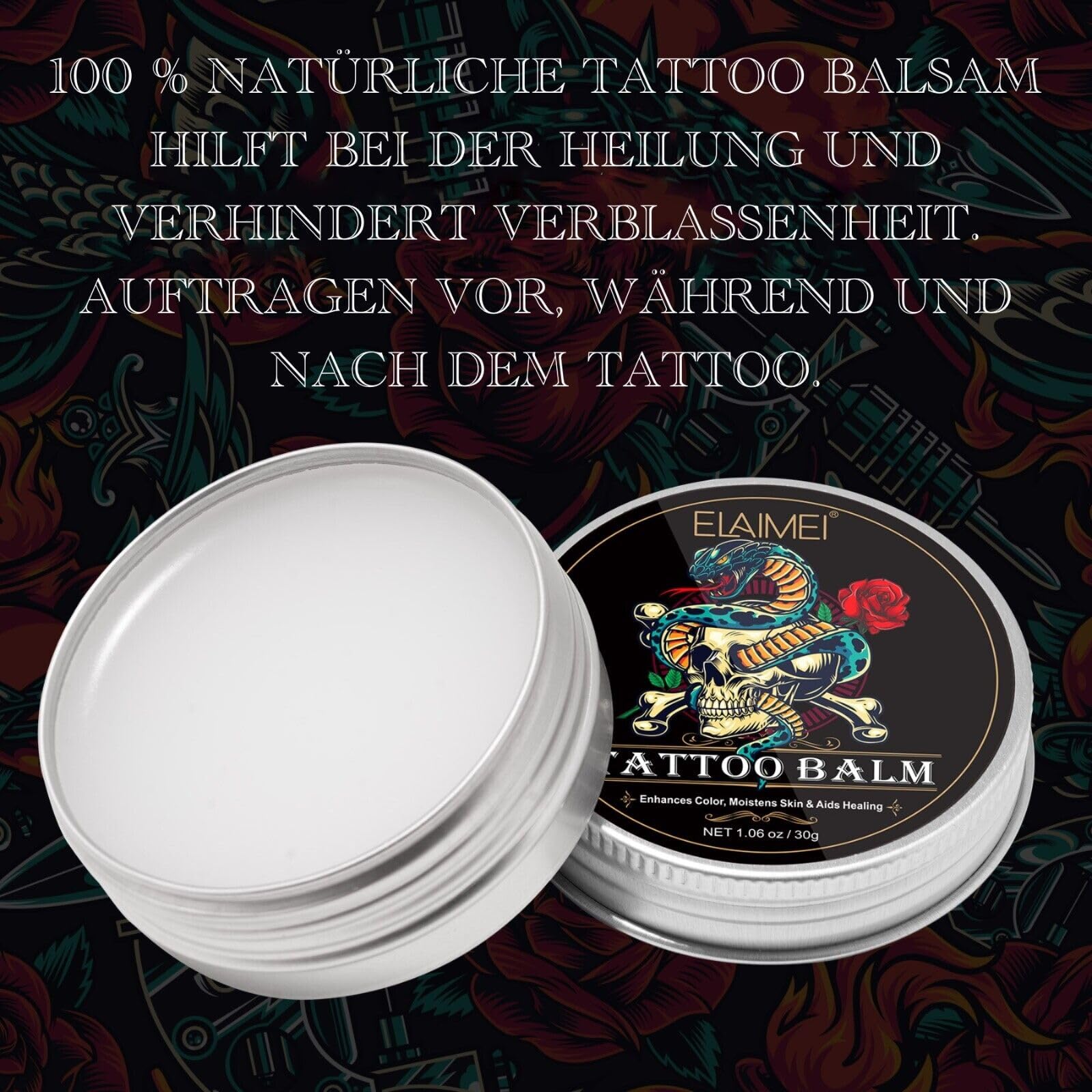 P-Beauty Tattoopflege Balsam mit Aloe Vera 30g - Tattoocreme fr frische  Tattoos - Pflege & Aftercare Creme Tattoo - Tattoopflegebalsam spendet  Feuchtigkeit & pflegt die Haut - Tattooschutzcreme : Amazon.de: Kosmetik