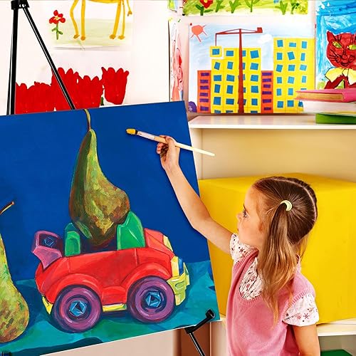 Miniatura 5 de Paquete de 9 caballetes de exhibición de 63 pulgadas, soporte portátil de pintura  Caballete plegable de metal ligero telescópico trípode para