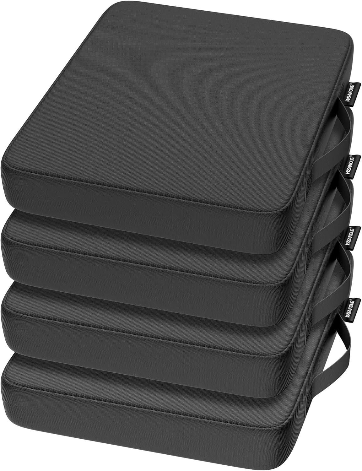 WSAKOUE Stadium Seat Cushions - Portable Bleacher Cushions, 2.56" Extra Thick, Waterproof Oxford Fabric, Lightweight Stadium Seat Pads for Sports Events, Office, Camping, Outdoor Bench (4, Black)