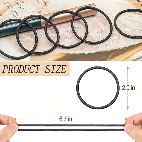 Miniatura 2 de KANPRINCESS 100 ligas negras para cabello grueso, bandas para cola de caballo, bandas para el cabello que no dañan las mujeres, bandas elásticas