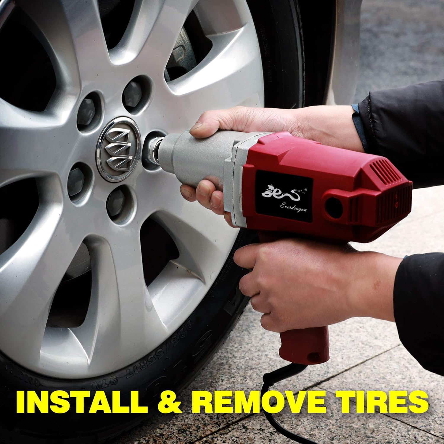 Corded Electric Impact Wrench 7.5A 1/2-Inch - MAX.230 Ft-Lbs - Heavy Duty Impact Wrench Gun with Sockets & Carrying Blow Mould Case For DIY