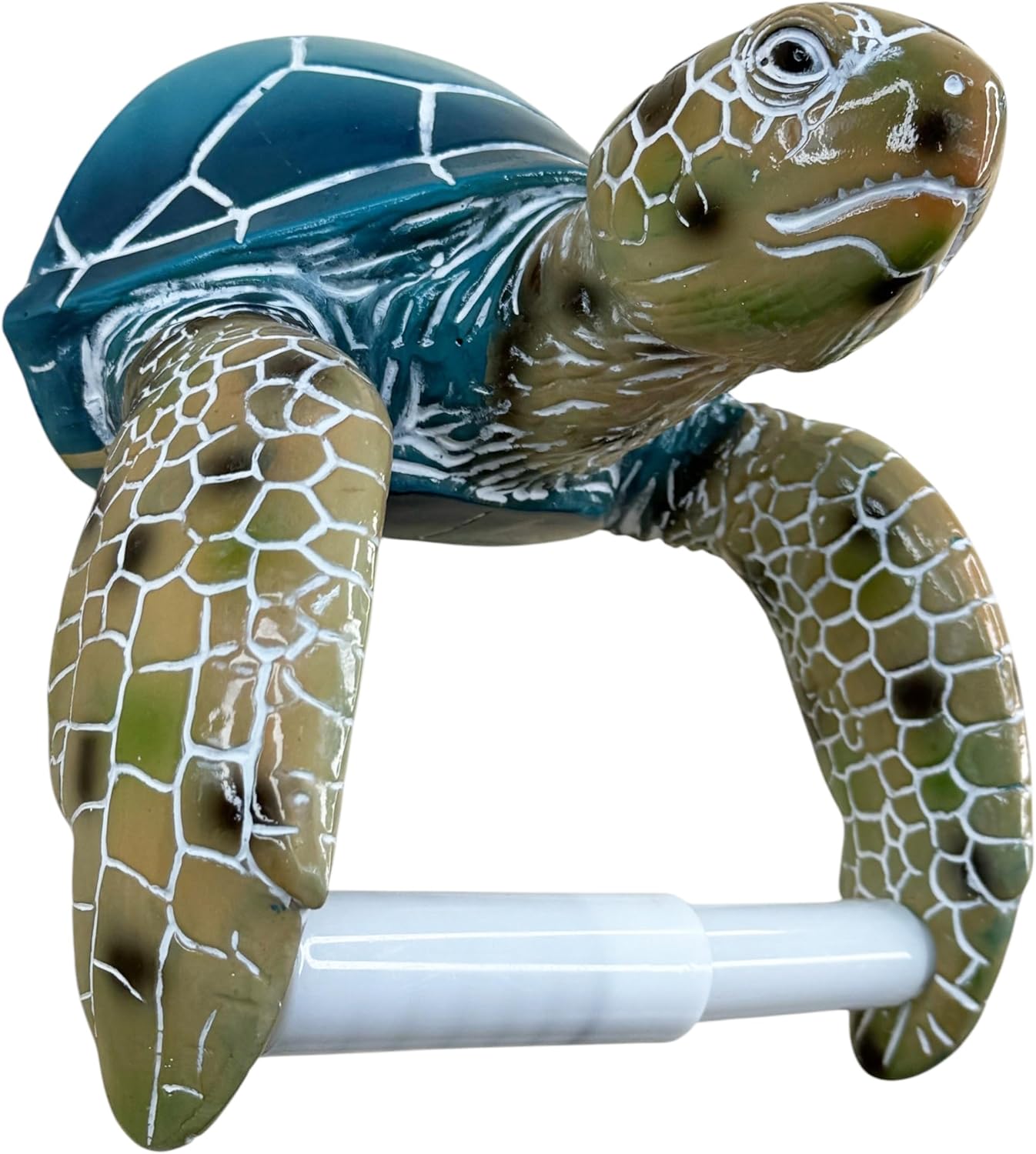 Sea Turtle Wall Mount Toilet Paper Roll Holder Premium Bright Glossy Colorful Finsh - Nautical Coastal Bathroom Decor