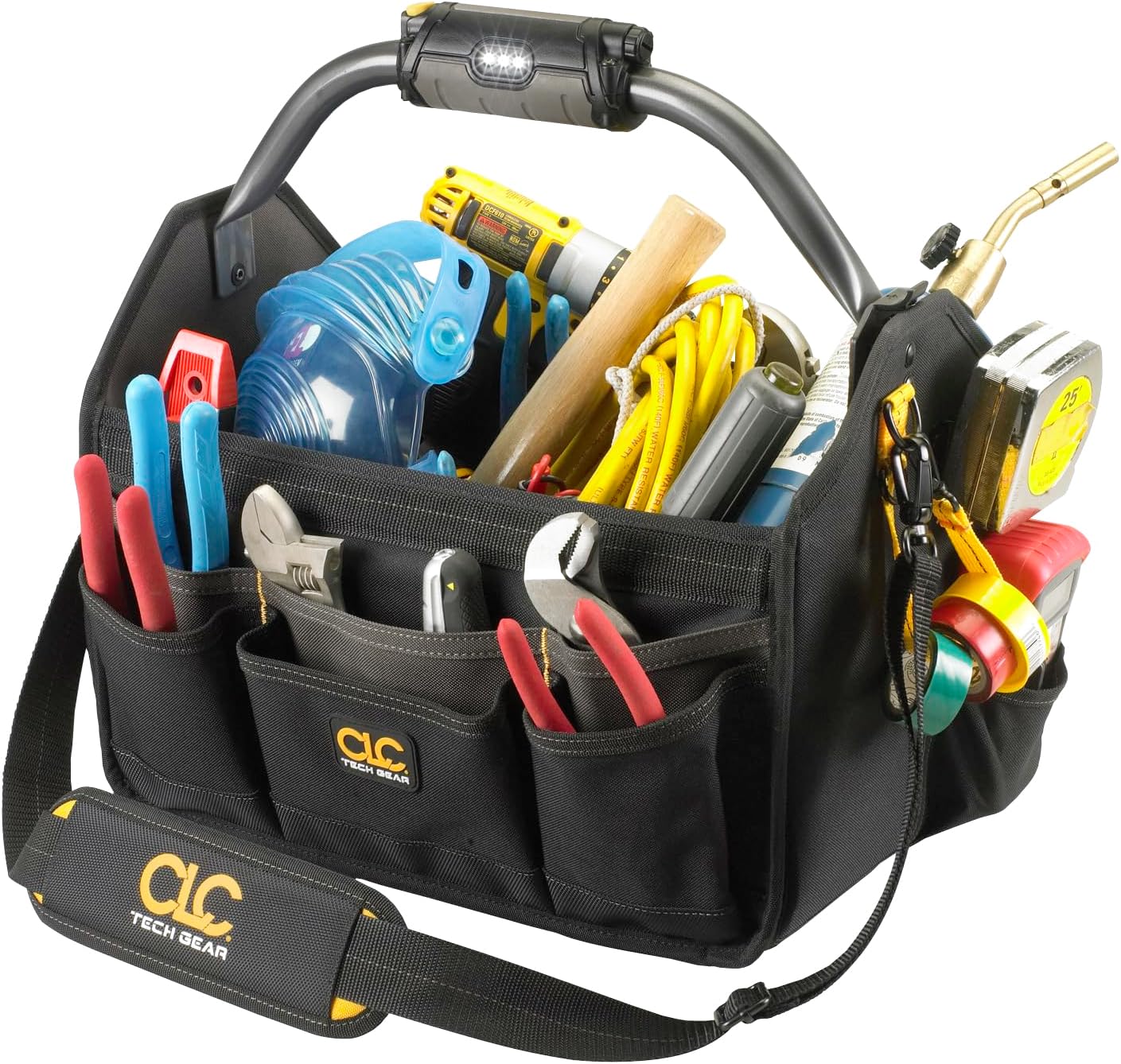 Custom Leathercraft L234 15-Inch 22 Pocket Tech Gear Light Handle Open Top Tool Carrier