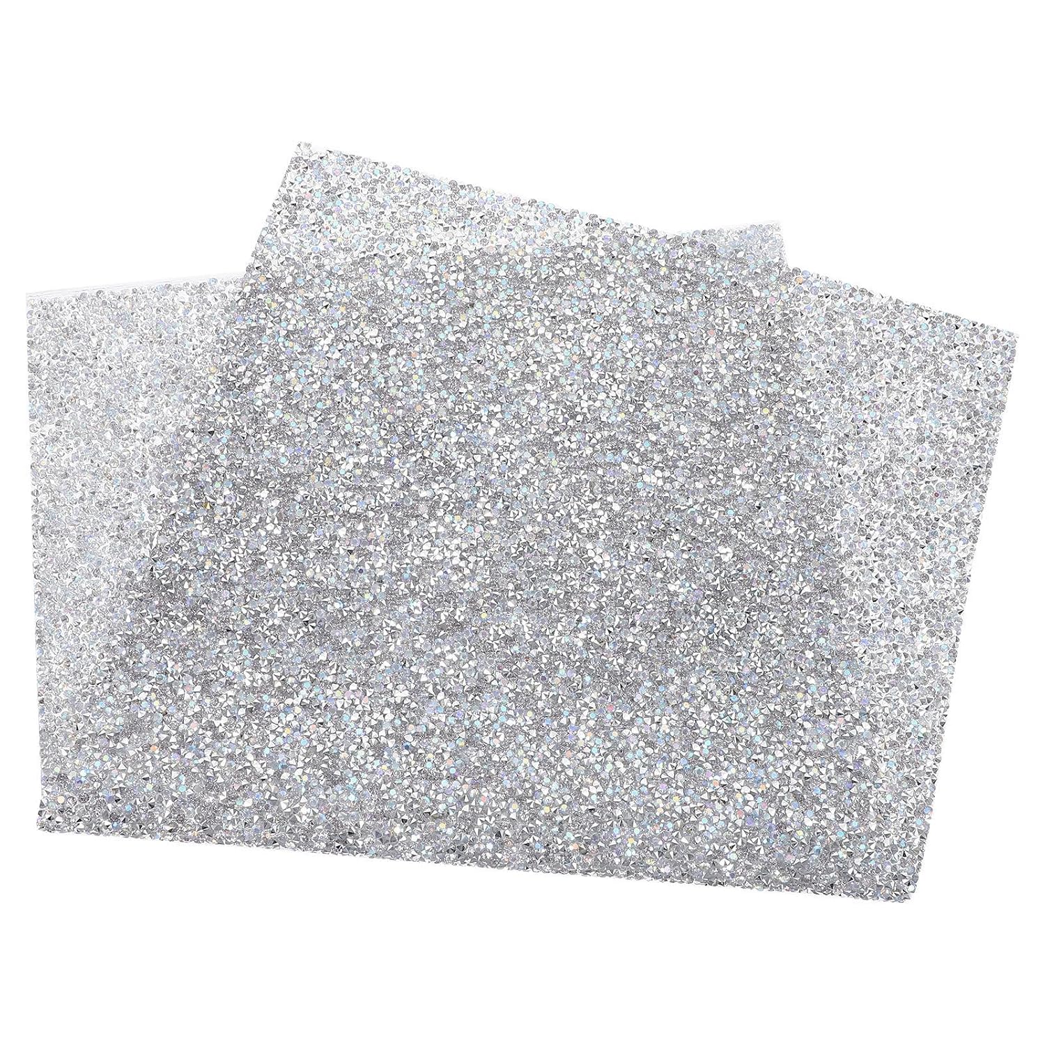 Glitter Silver Manicure Nail Table Mat Wrist Support and Anti-slip Plastic Surface, Unique Rhinestone Design Nail Art Desk Cushion for Salon Use