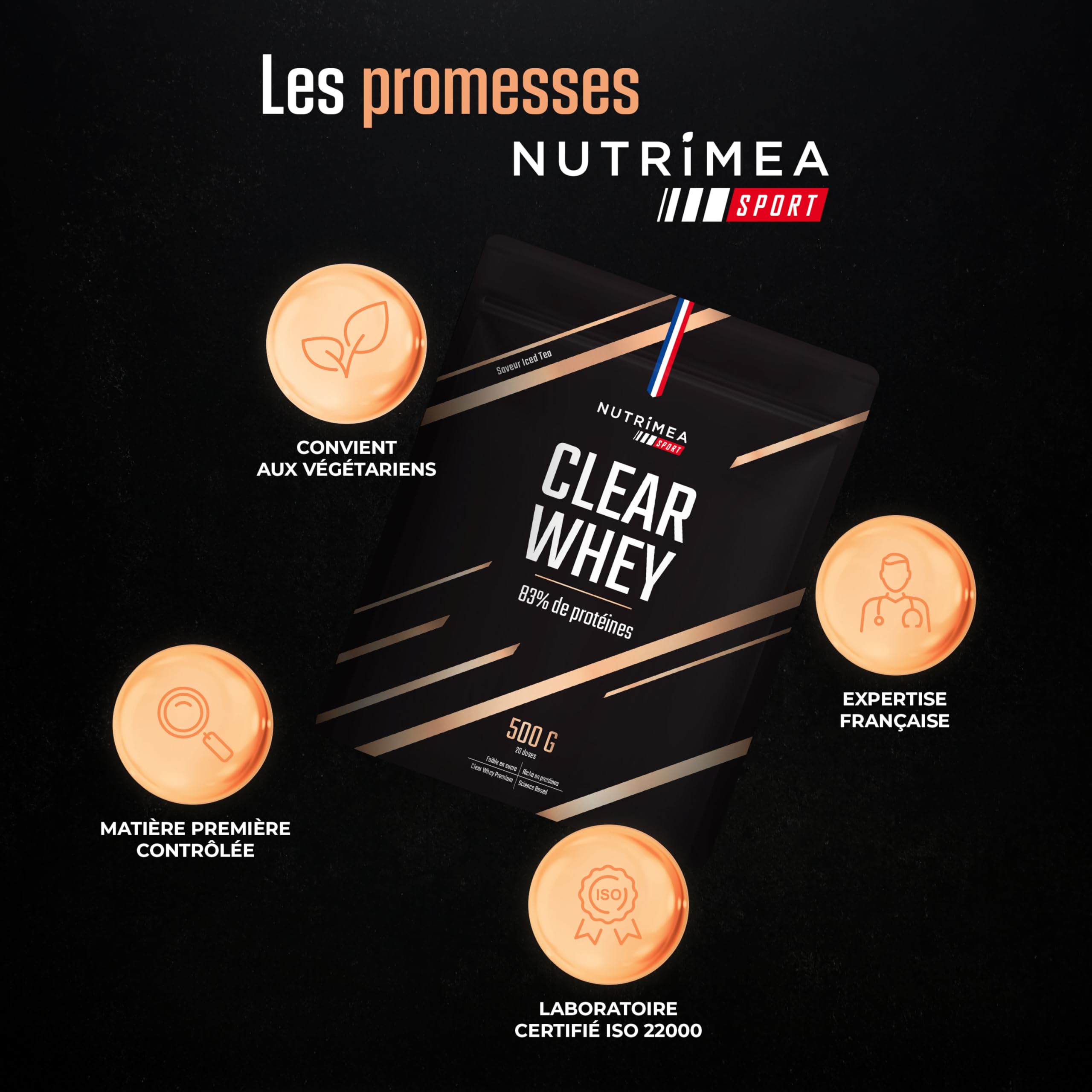 CLEAR WHEY – Whey Isolate Protein – 83% de Protéines – Performance & Récupération – Saveur Thé Glacé – 20 Portions – Nutrimea Sport - Expertise Française