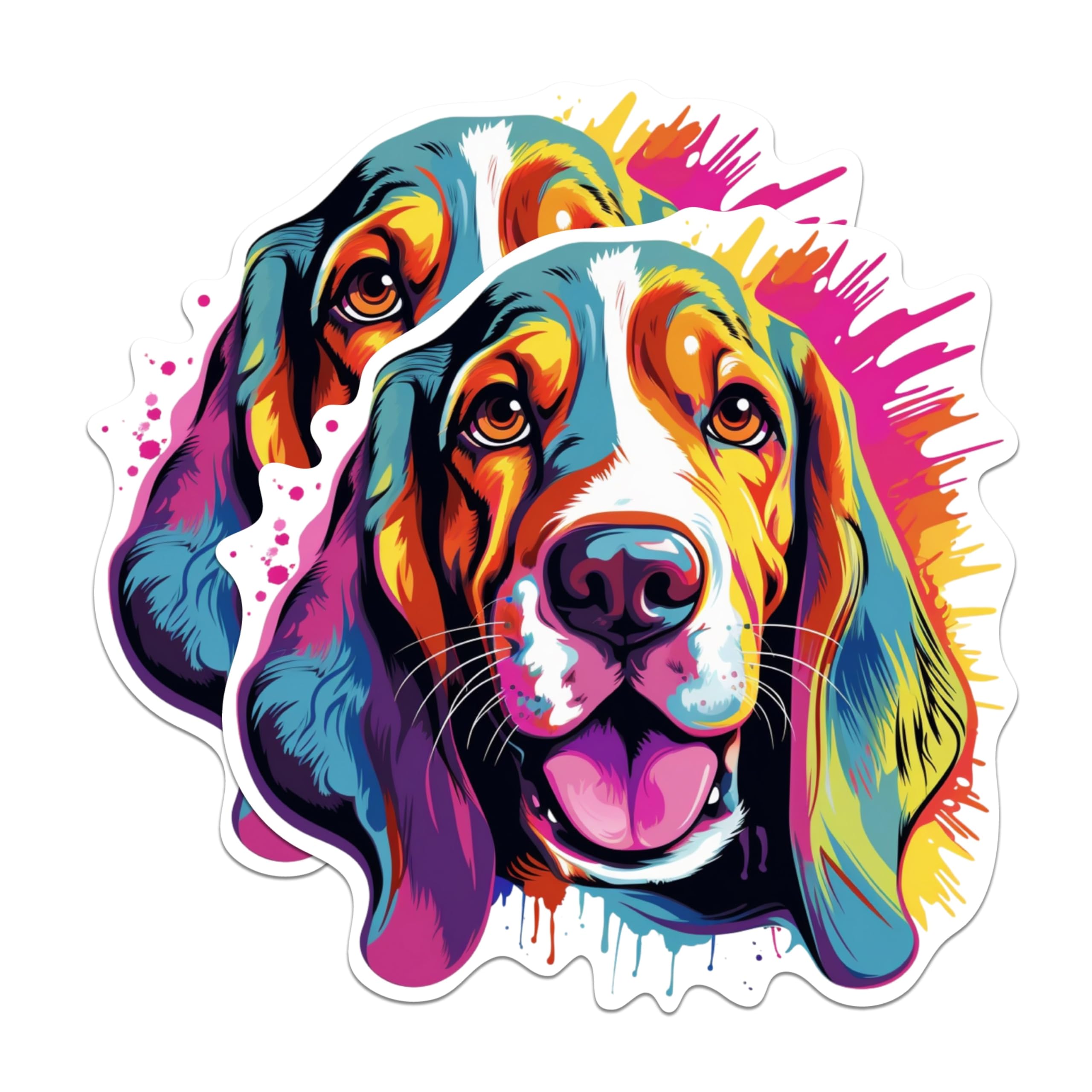 (2 Pack) Basset Hound Dog Breed Stickers - 5 Inches On Longest Side - Choose from Over 100 Dog Breeds - for Cars, Trucks, Skateboards, Laptops - Made in USA - BMCS1768