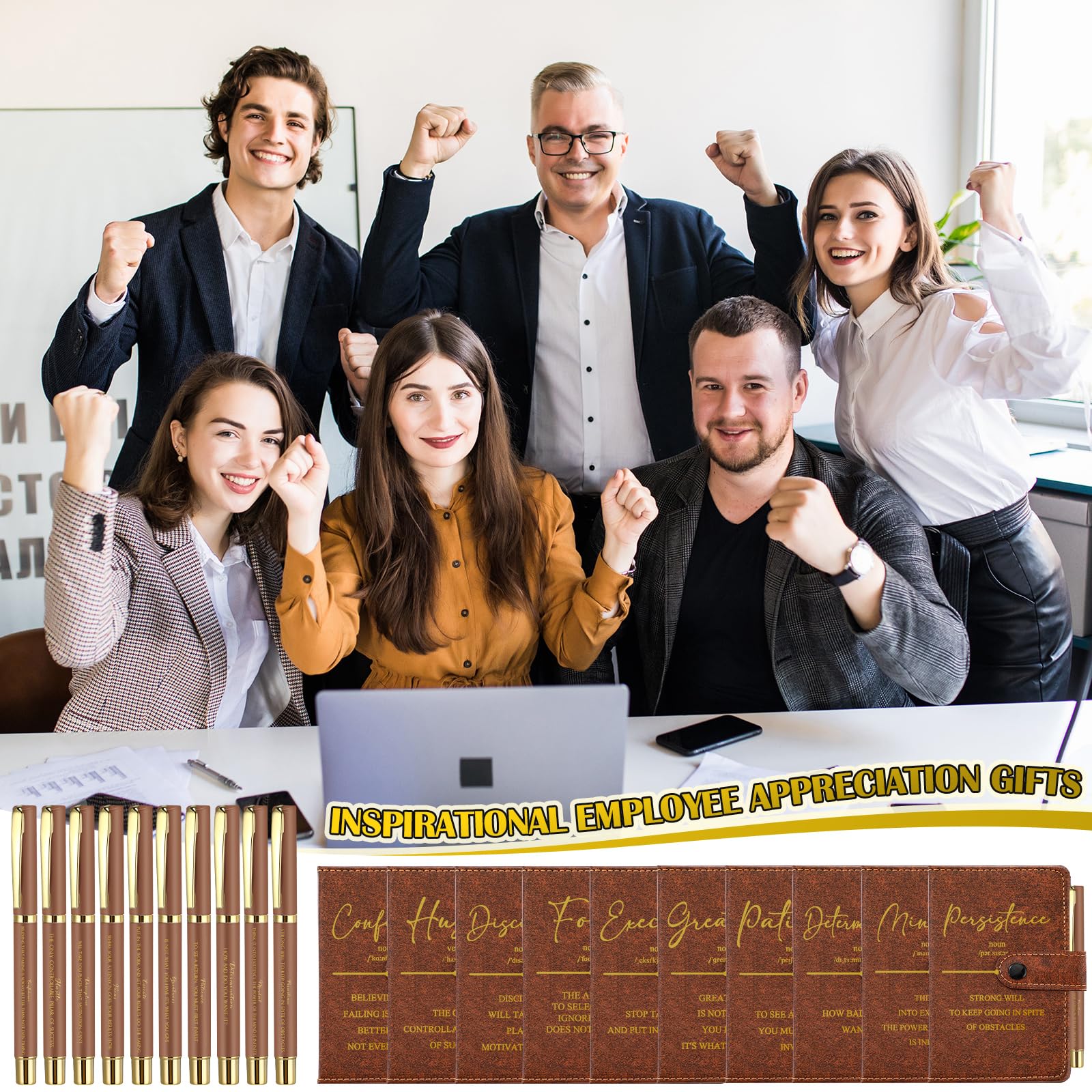 Tenceur Set di 20 quaderni tascabili con penne, regali positivi, formato A6, in pelle, per dipendenti, colleghi, studenti, forniture per ufficio, regali motivazionali, 160 pagine a righe/taccuino