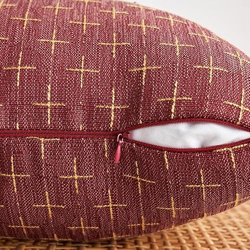 Miniatura 5 de MIULEE Paquete de 2 fundas de almohada decorativas de lino de arpillera de Navidad, fundas de almohada modernas de estilo rústico tejido con textura