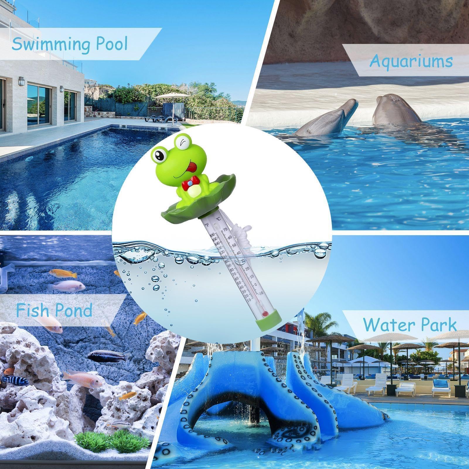 Termometro galleggiante per piscina con design infrangibile e
