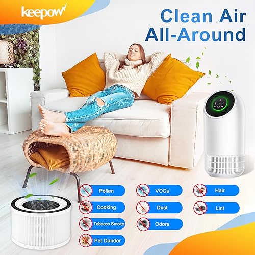 Miniatura 3 de Keepow Filtros de aire compatibles con Afloia FilloHaloMooka Allo Filtros de repuesto para purificador de aire H13 True HEPA Filtro de carbón