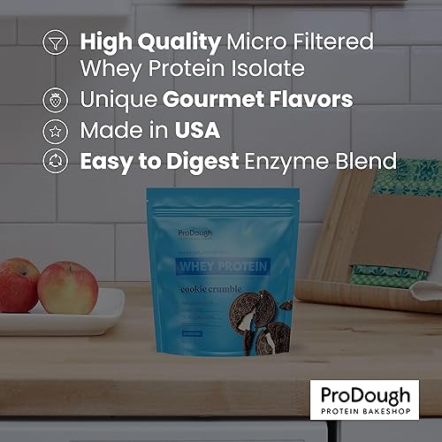 Miniatura 6 de ProDough Gourmet Whey Isolate - Proteína en polvo hidrolizada para batido - Mezcla de enzimas de fácil digestión, 0.88 oz de proteína por porción,