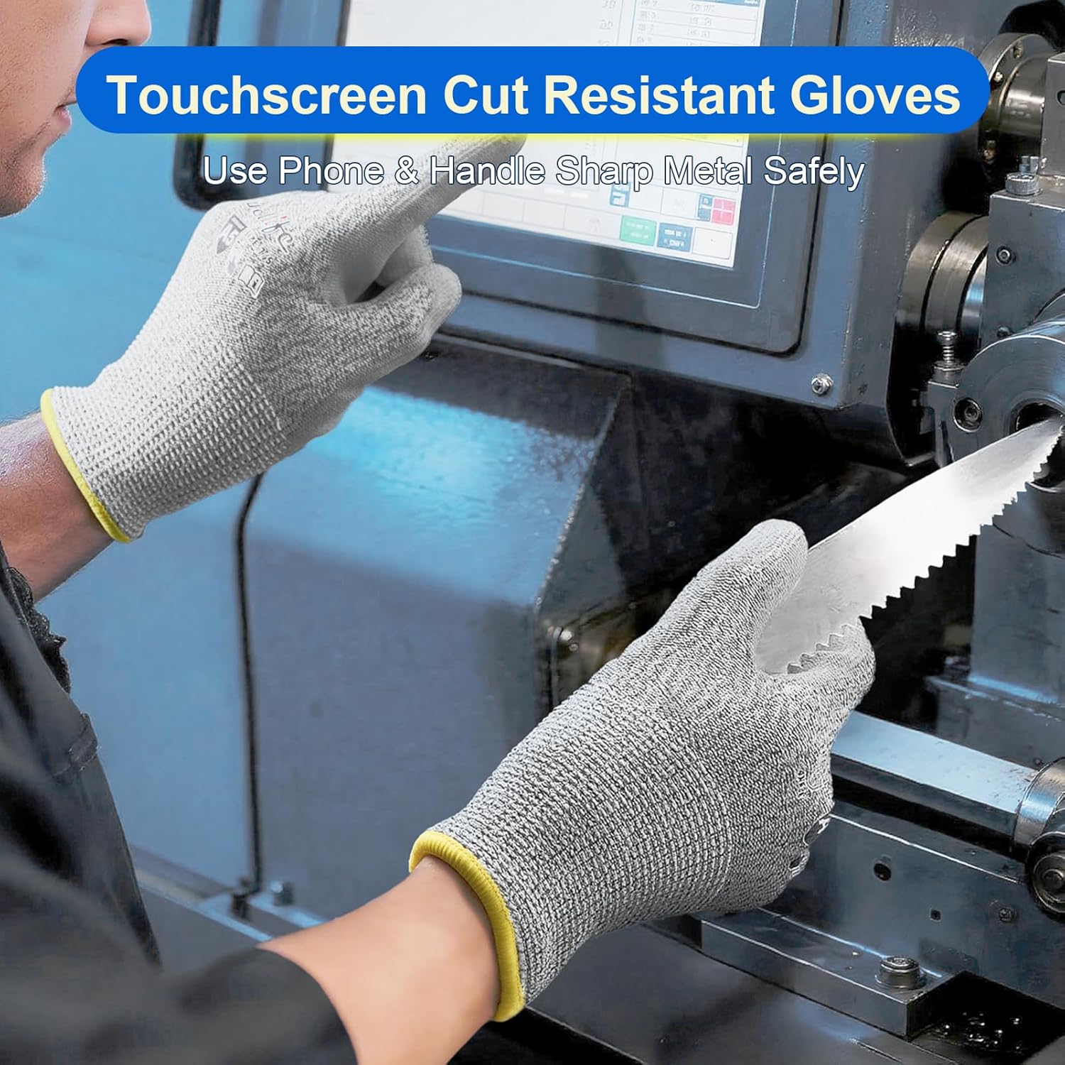 Dowellife Cut Resistant Work Gloves for Men & Women - ANSI A5 & EN388 Level 4, Breathable PU Coated, Grey Non-Marking - for Gardening, Fishing, Automotive, Construction, Wood Carving (Small, Grey)