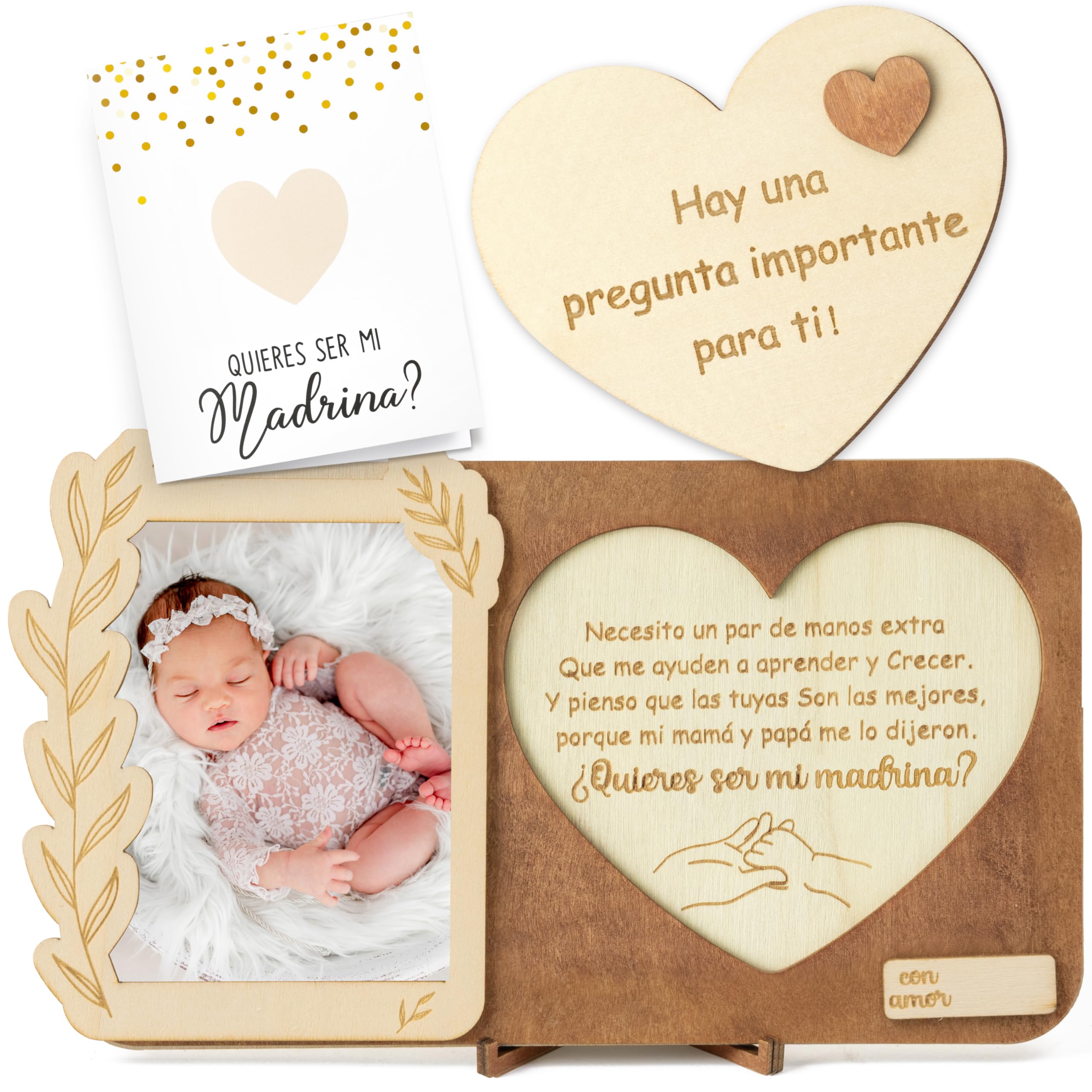 CJiangpo Will You Be My Godmother Proposal Gift Picture Frame Set, Madrina Proposal Puzzle in Spanish Asking to Be Godmother Announcement Card Gift from God Child Baptism Christmas Ideas-image-20