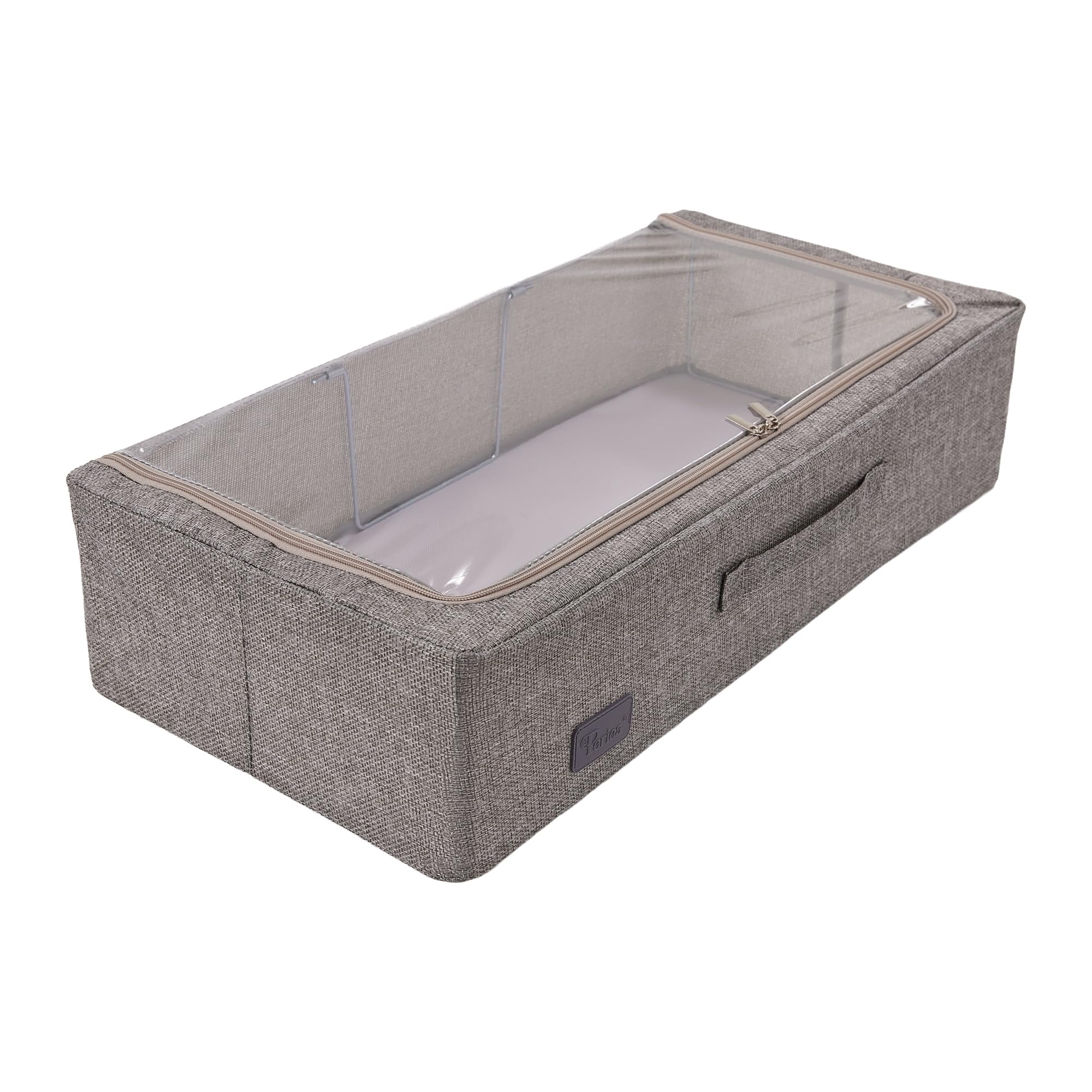 Periea 'Casey' Underbed Storage Boxes with Lids - Foldable, Stackable, and Space-Saving Organiser to Keep Your Space Tidy and Clutter-Free - Grey Linen - Medium