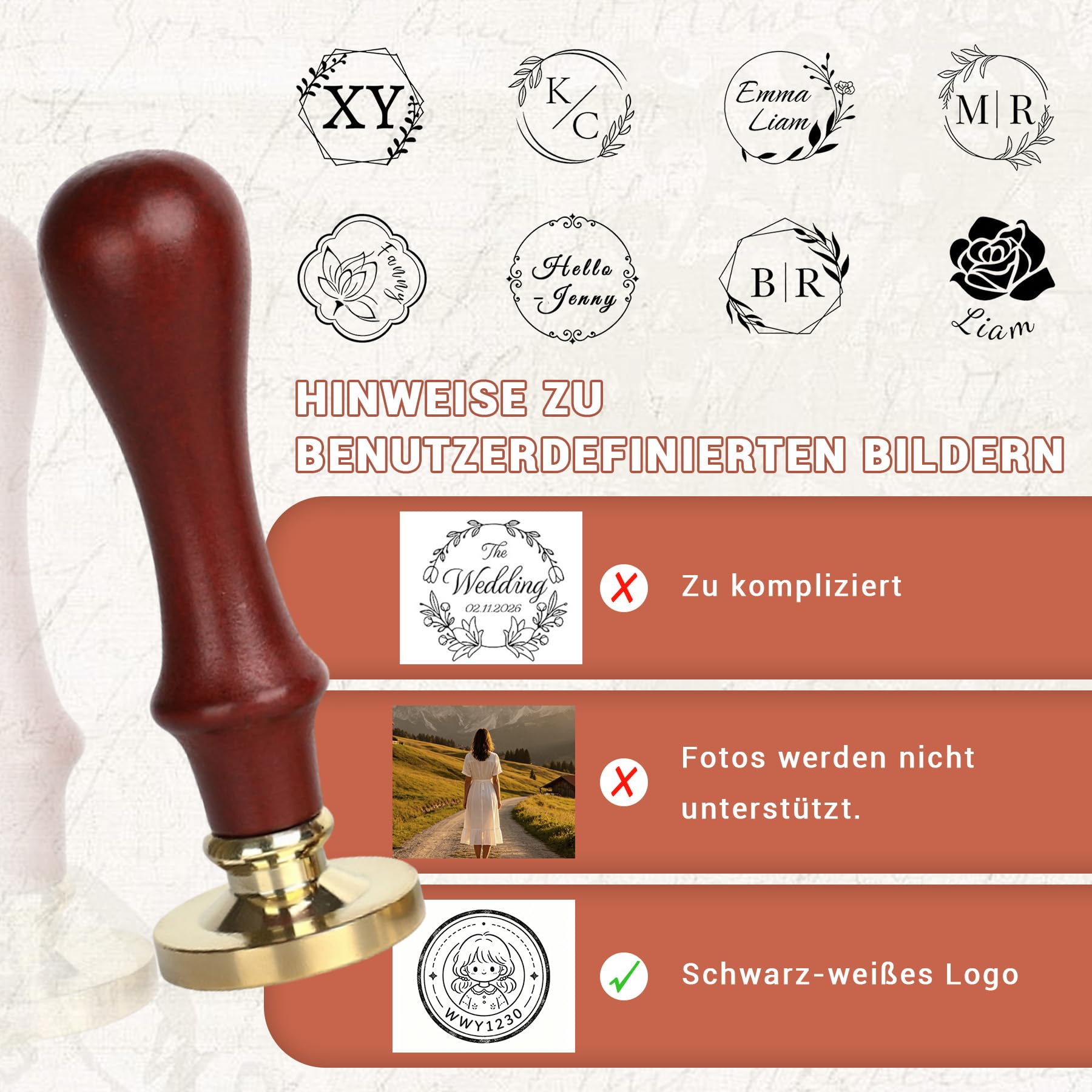 LAPE Personalisierter Siegelstempel mit Namen & Logo für Hochzeitsgeschenke