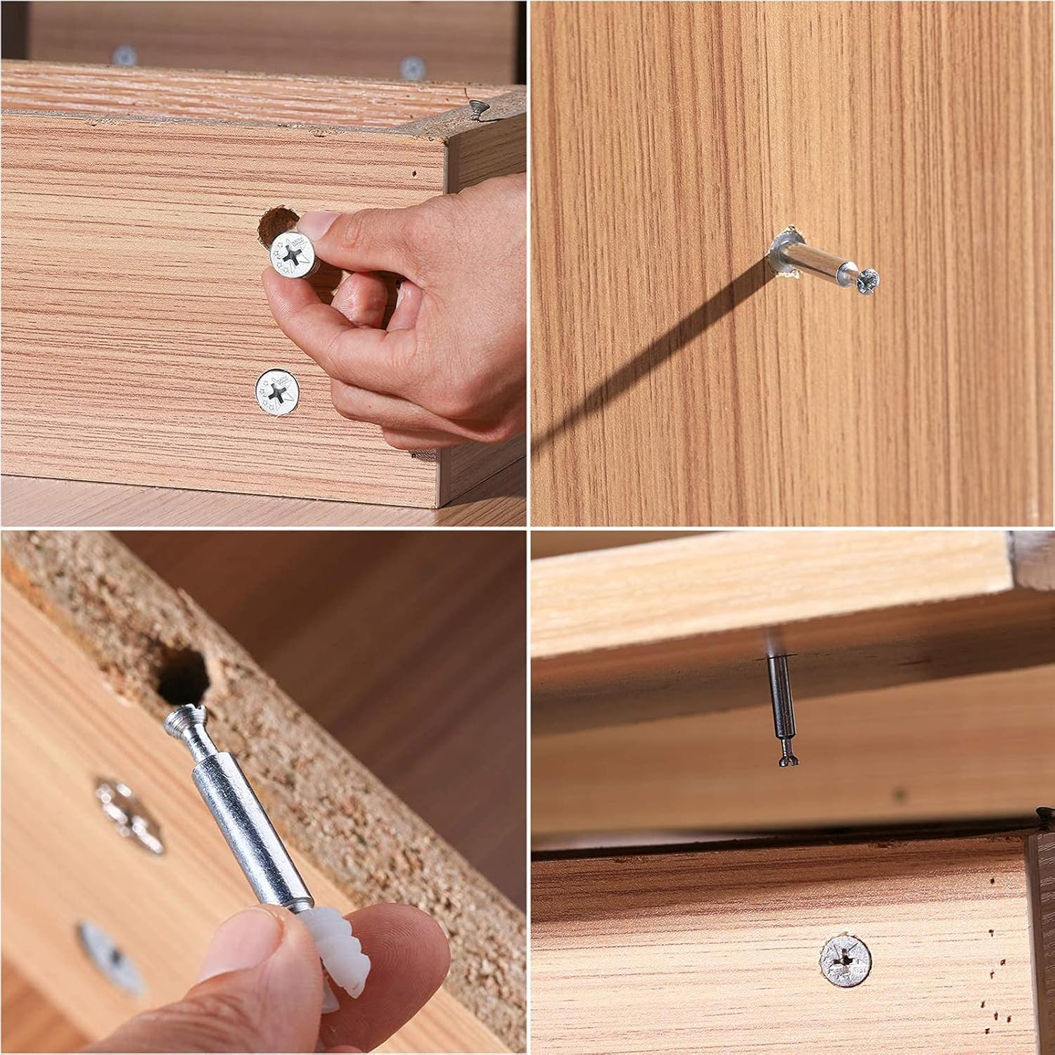 Cam Bolt Nut and Dowel, 20 Sets Flat Pack Furniture Connector Fixing Screw, Locking Fittings