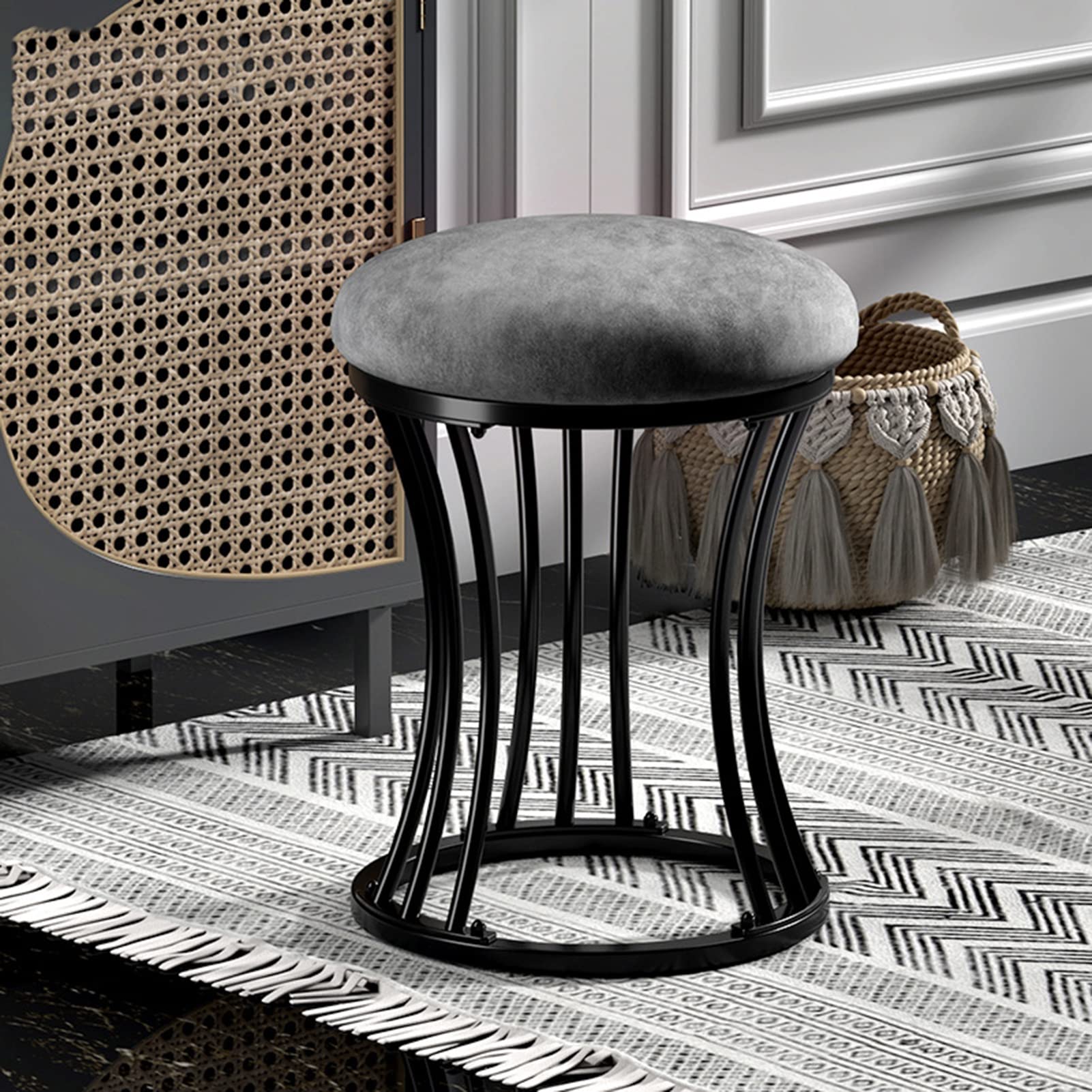 YJDZ Ronde voetenbank met metalen poten en anti-slip pads, Ottomaanse