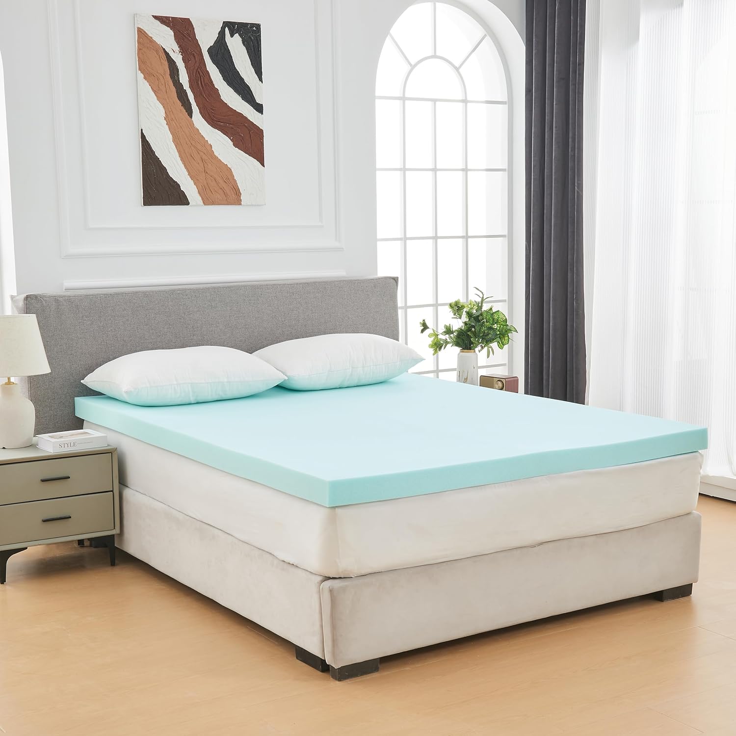 Simple&Opulence 3 Inch Memory Foam Mattress Topper, Cooling Gel Infused Mattress Pad for Back Pain Relief，Ventilated and Breathable, CertiPUR-US Certified - Queen Size