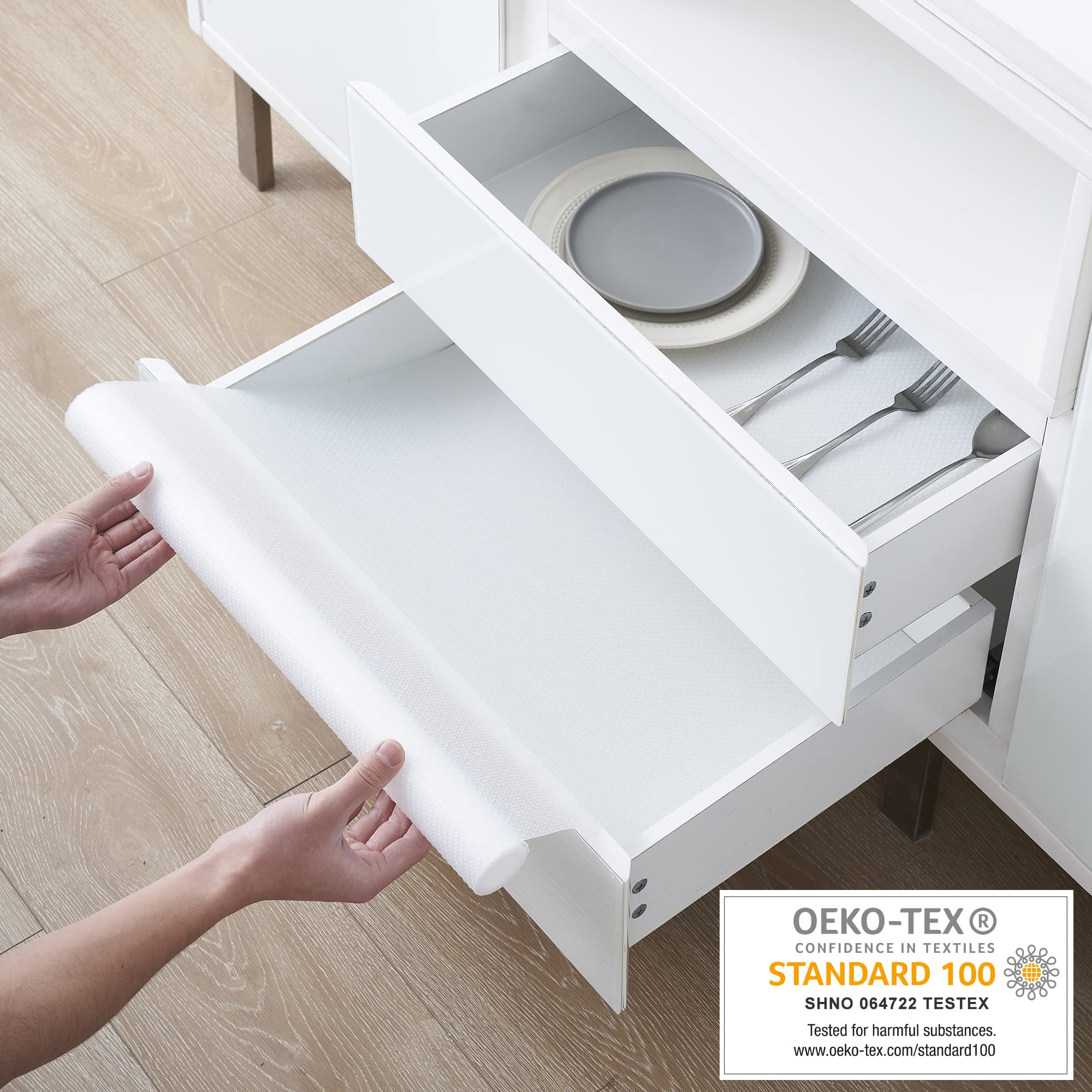 Decomira Tamaño de Tapete Recortable a 60x500 cm | Lámina de Armario Lavable o Alfombrilla Antideslizante para Cajones, Frigorífico o Estantería | Como Base para la Cocina u Organizador | Transparente
