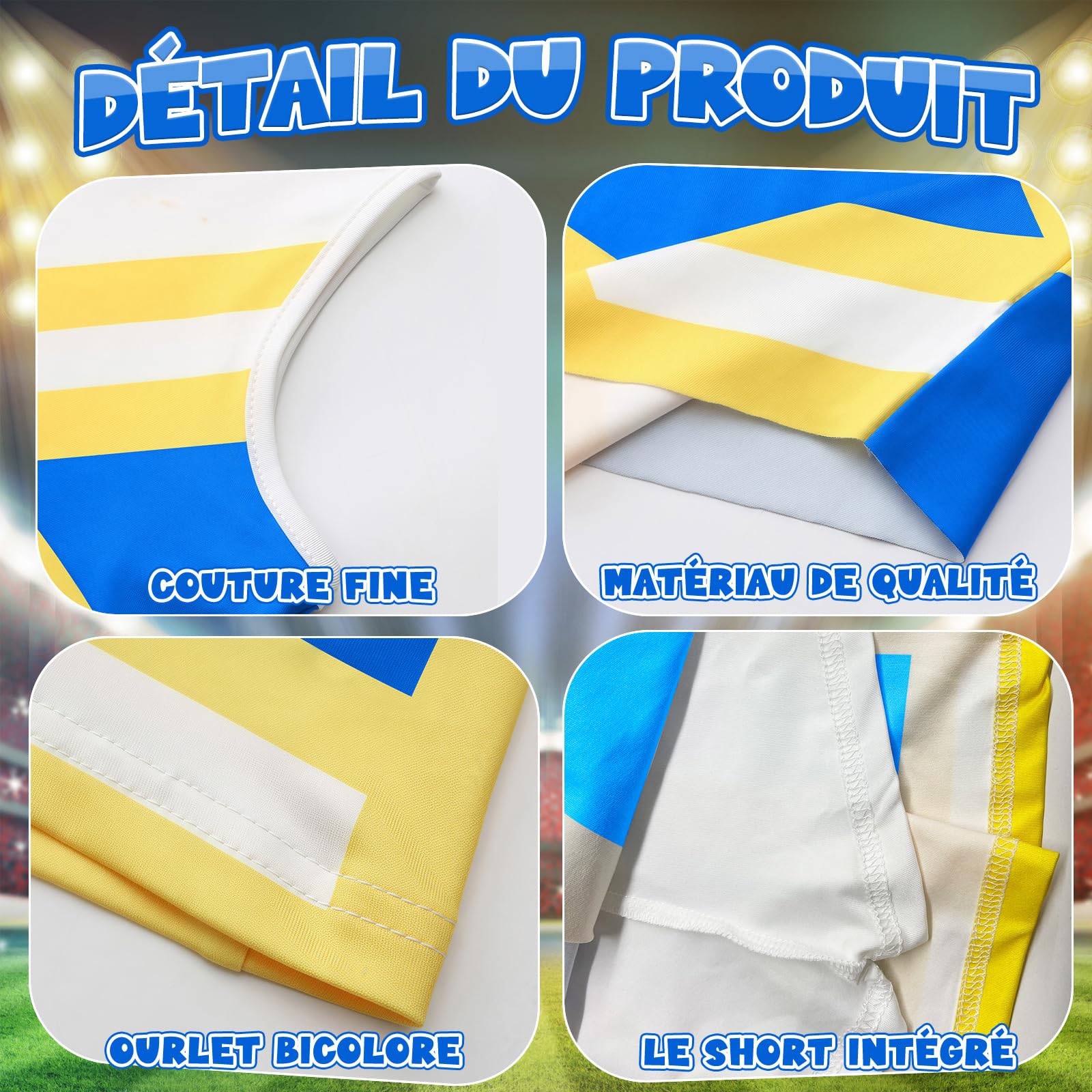 Luckyou Deguisement Pompom Deguisement Cheerleader Uniforme avec Perruques Brillant Pompoms et Nœud pour Carnaval Halloween
