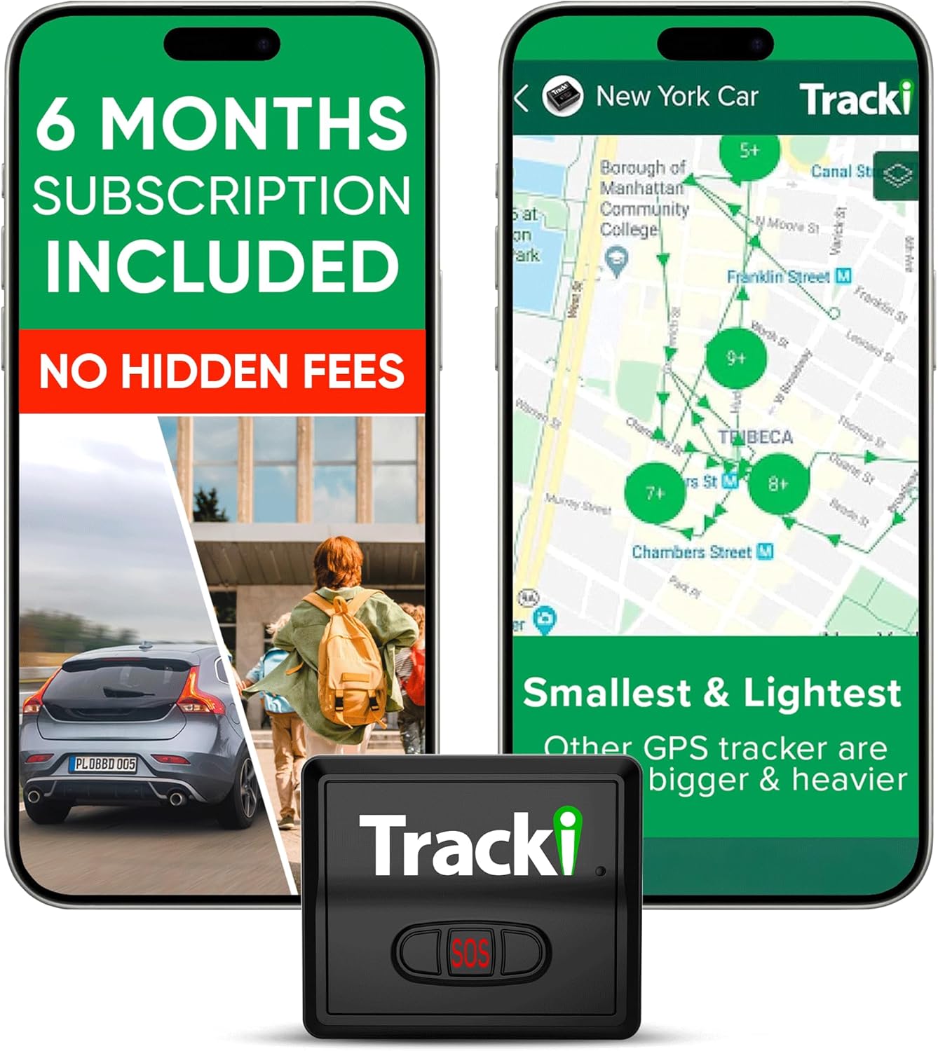 Tracki GPS Tracker for Vehicles, Car, Kids – US-Made Tech. 4G LTE GPS Tracking Device. Unlimited Distance, US & Worldwide. Small (Tracker) (Tracker 6-mo Subscription Incl.)