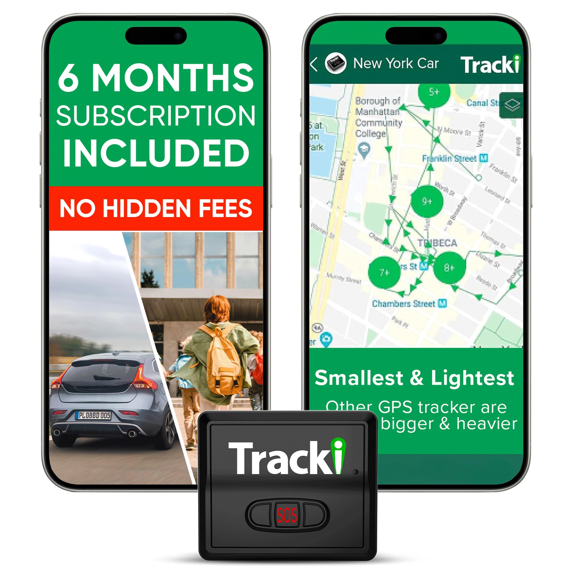 Tracki GPS Tracker for Vehicles, Car, Kids - US-Made Tech. 4G LTE GPS Tracking Device. Unlimited Distance, US & Worldwide. Small (Tracker) (Tracker 6-