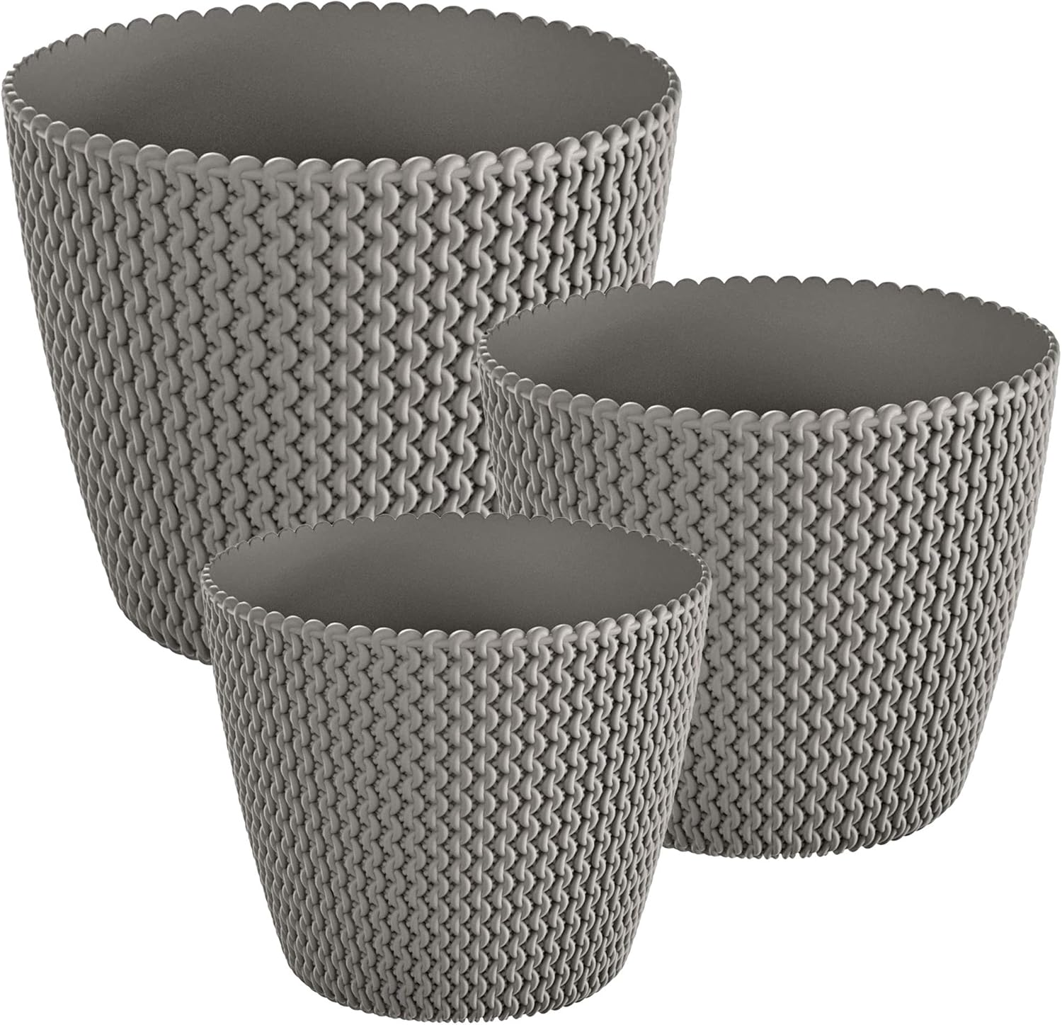 WELL HOME MOBILIARIO & DECORACIÓN Pack of 3 Prosperplast Round Plant Pots (5/11.5/28.2 litres) Plastic Grey