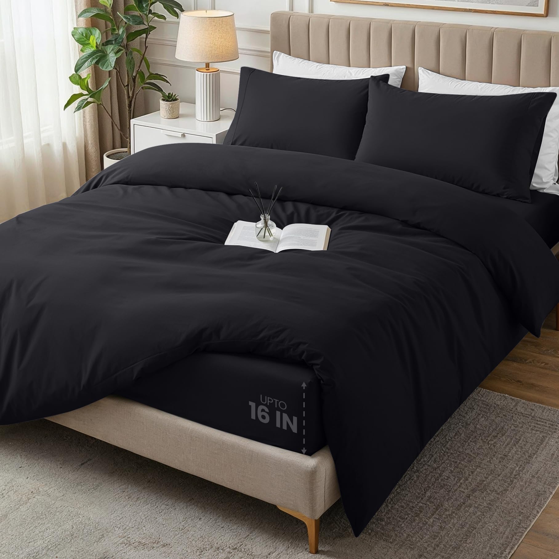 Utopia Bedding - Funda nordica Cama 150, Sabana Bajera 230x220 y Fundas Almohada (50x75cm) - Funda edredon Cama 150 - Juego de Cama de Microfibra cepillada Suave (Gris) — view 27