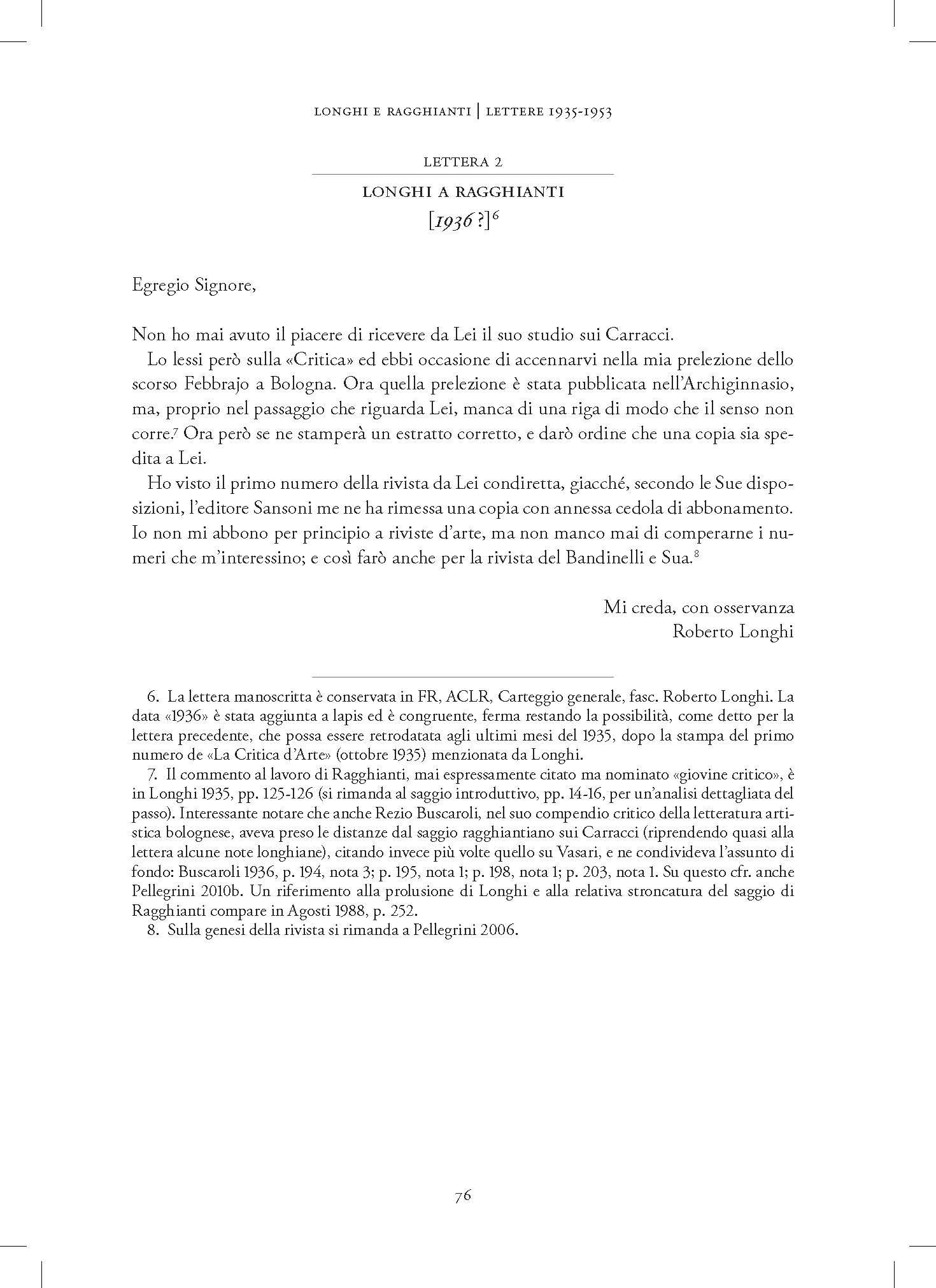 Longhi e Ragghianti. Quel che resta di un dialogo. Lettere 1935-1953