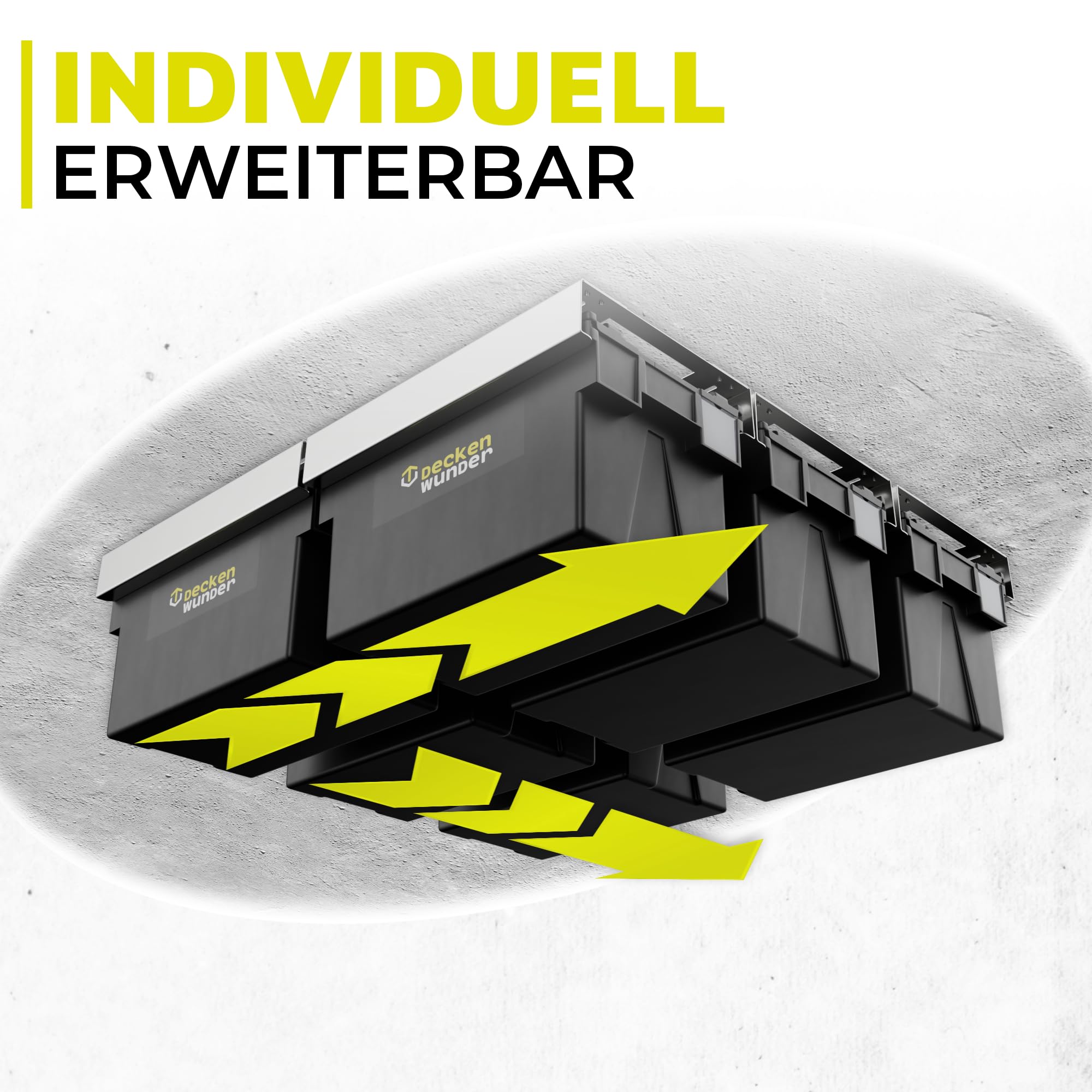 Storage-System | Überkopf-Garagenregal, Deckenregale, Deckenboxen, perfekt für Garage, Keller, Gartenhütte und Dachboden (4 Sets)