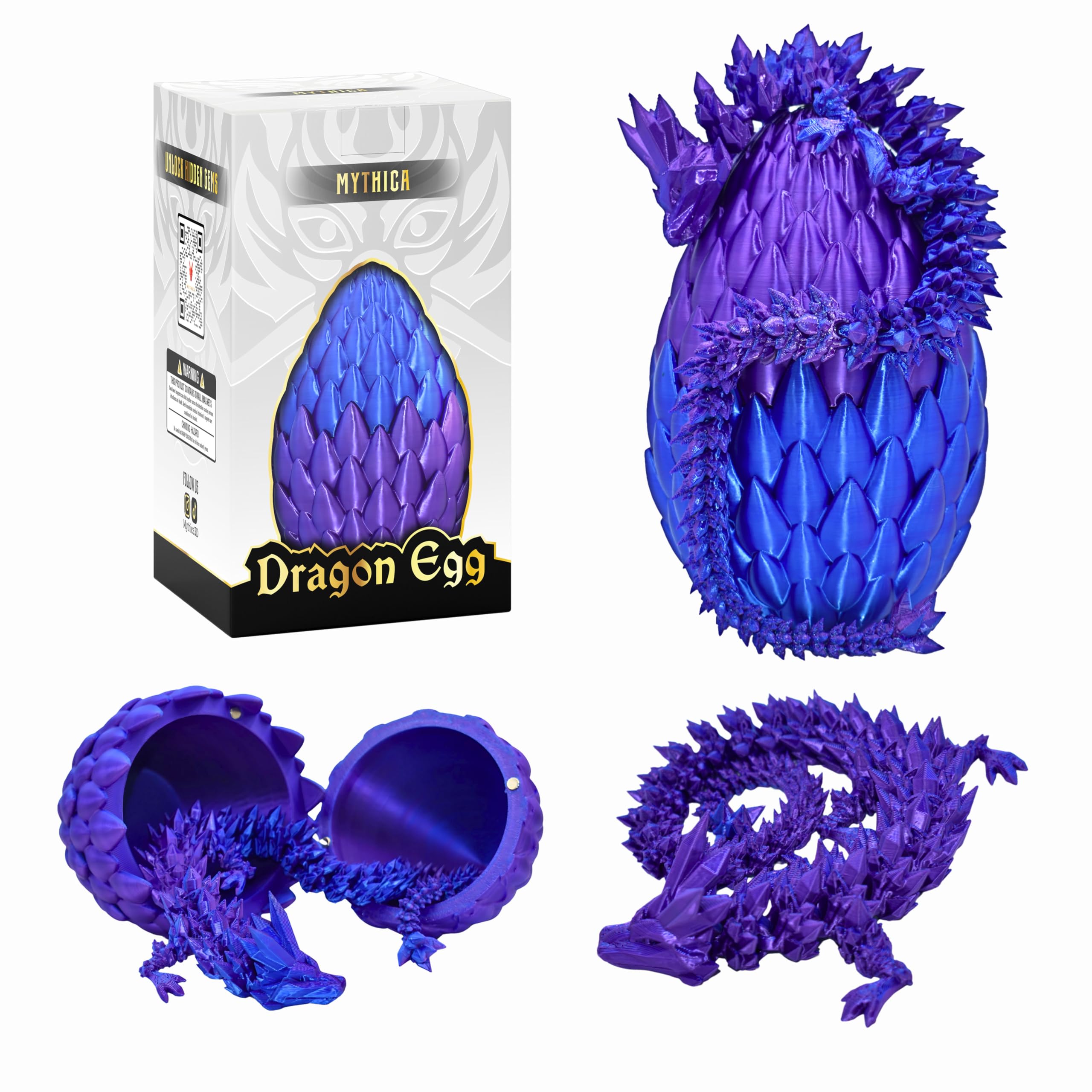 MYTHICA 3D Printed Dragon Egg Unleash Your Imagination with Our Crystal Mystery Dragon Egg Collection Fully Articulated Fidget Desk Toy for ADHD,