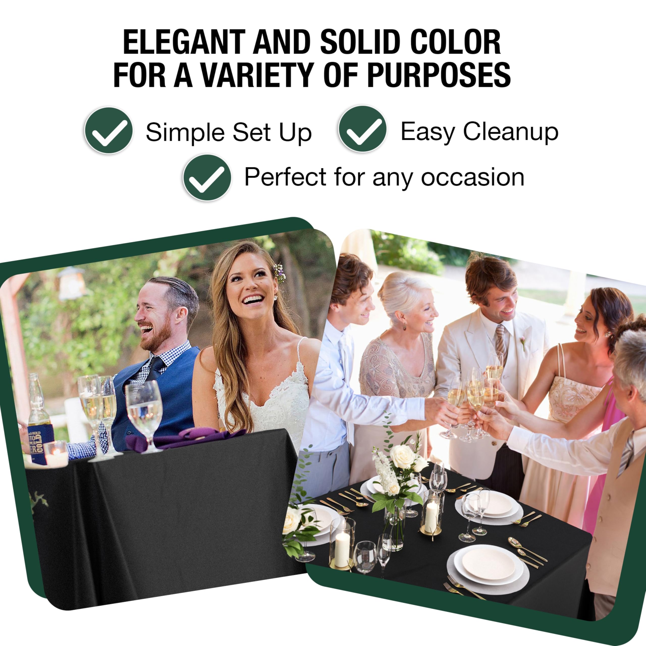 Paquete de 12 manteles rectangulares desechables de plástico negro de 70 x 120 pulgadas para fiestas, manteles rectangulares desechables para fiestas, ideales para picnics y eventos formales