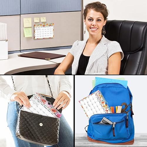 Miniatura 5 de CRANBURY Calendario pequeño de pared 2024-2025, (8 x 6 pulgadas, floral) julio 2024 a diciembre 2025, calendario de pared con espiral, calendario de