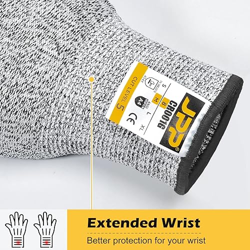 Miniatura 7 de JPP Guantes de corte de alta calidad, resistentes a los cortes, guantes de corte protectores de grado alimenticio CE nivel 5, transpirables,