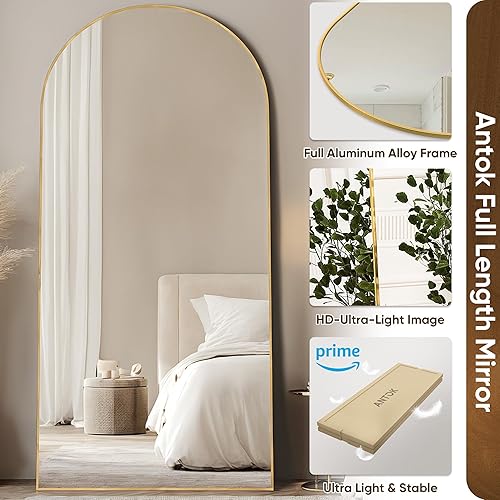 Vista 102 de Antok Espejo arqueado de longitud completa, de 71 x 32 pulgadas, sin vidrio, con soporte, de suelo, no empotrado, de pared, montado para dormitorio