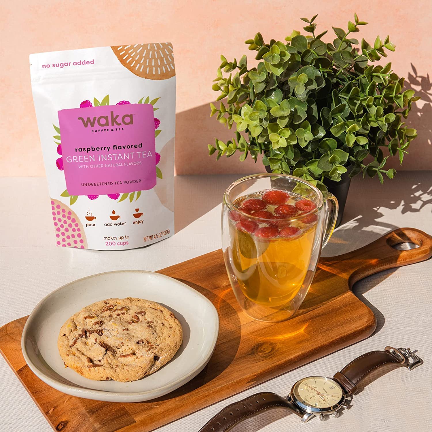 Waka Instant Tea Mix - 2 Bag Bundle (4.5oz Each), Unsweetened Tea Powders - Mango & Pomegranate Flavored Green