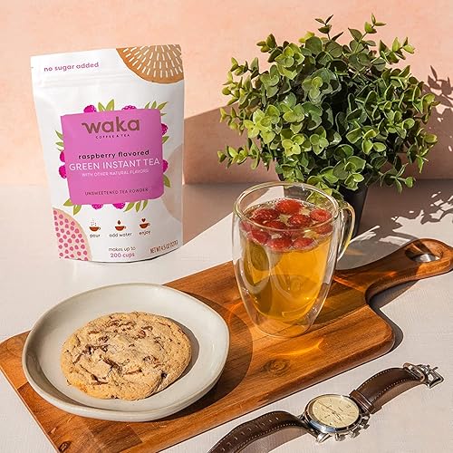 Miniatura 4 de Waka - Mezcla de té instantánea, paquete de 3 bolsas, 100% hojas de té, sin aditivos, polvo de té sin azúcar, sabor a frambuesa, sabor a mango,