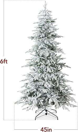 Miniatura 2 de Best Choice Products Árbol de Navidad artificial de álamo temblón preiluminado de 6 pies, decoración navideña noble flocada de alta calidad con