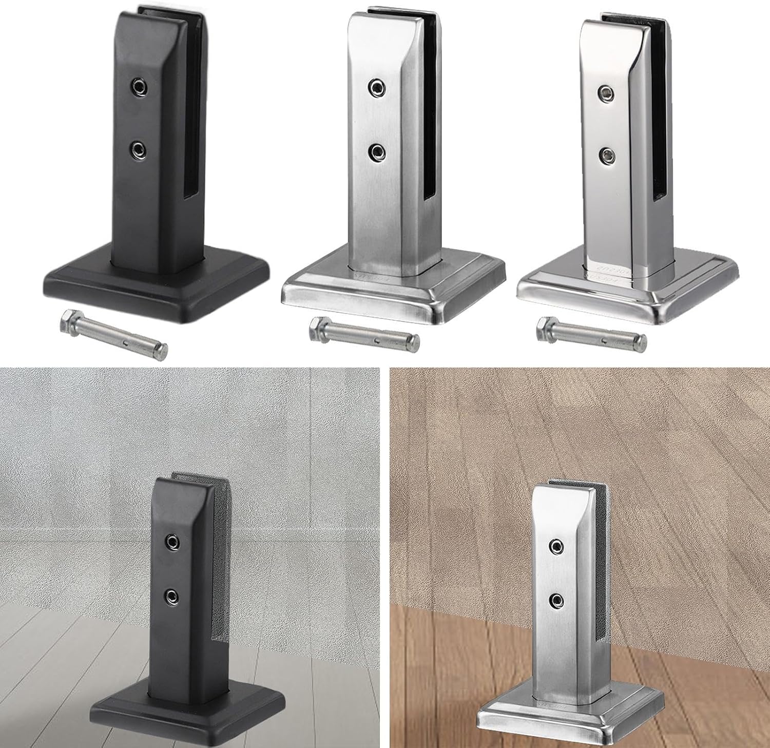 Loom Tree® Glass Clamp Square Glass Railing Clamp Glass Clip for Deck Staircase Railing Black | Home Improvement | Building & Hardware | Other Home Building & Hardware