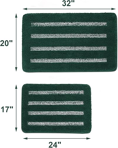 Miniatura 9 de Urvoix Juego de 2 alfombras de baño de felpilla con respaldo antideslizante, súper absorbentes, gruesas, suaves, para baño, bañera, ducha (borgoña,