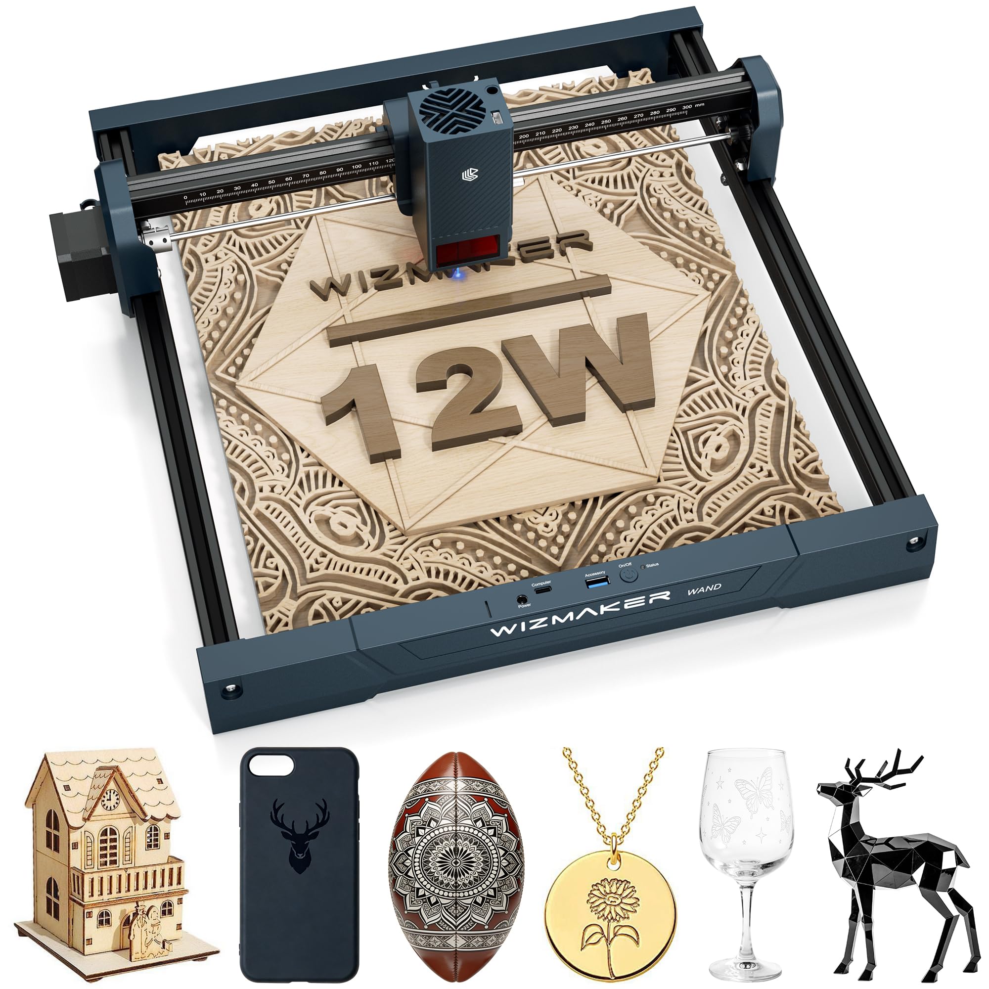 Amazon.com: WIZMAKER 12W Laser Engraver Machine, Portable Carving