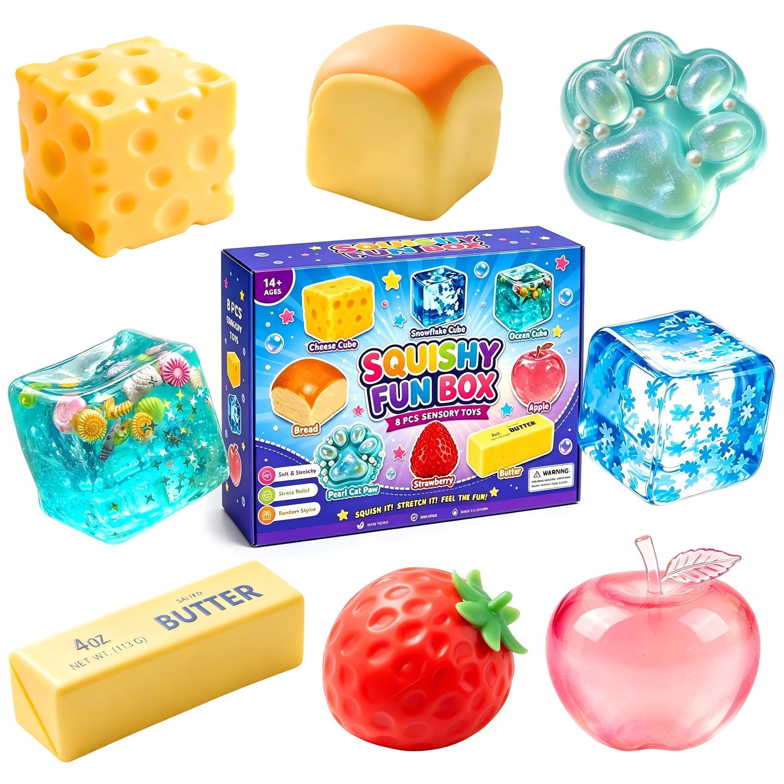 8 PCS Squishy Fun Box Toys Set Cute Taba Slow Return Squishy