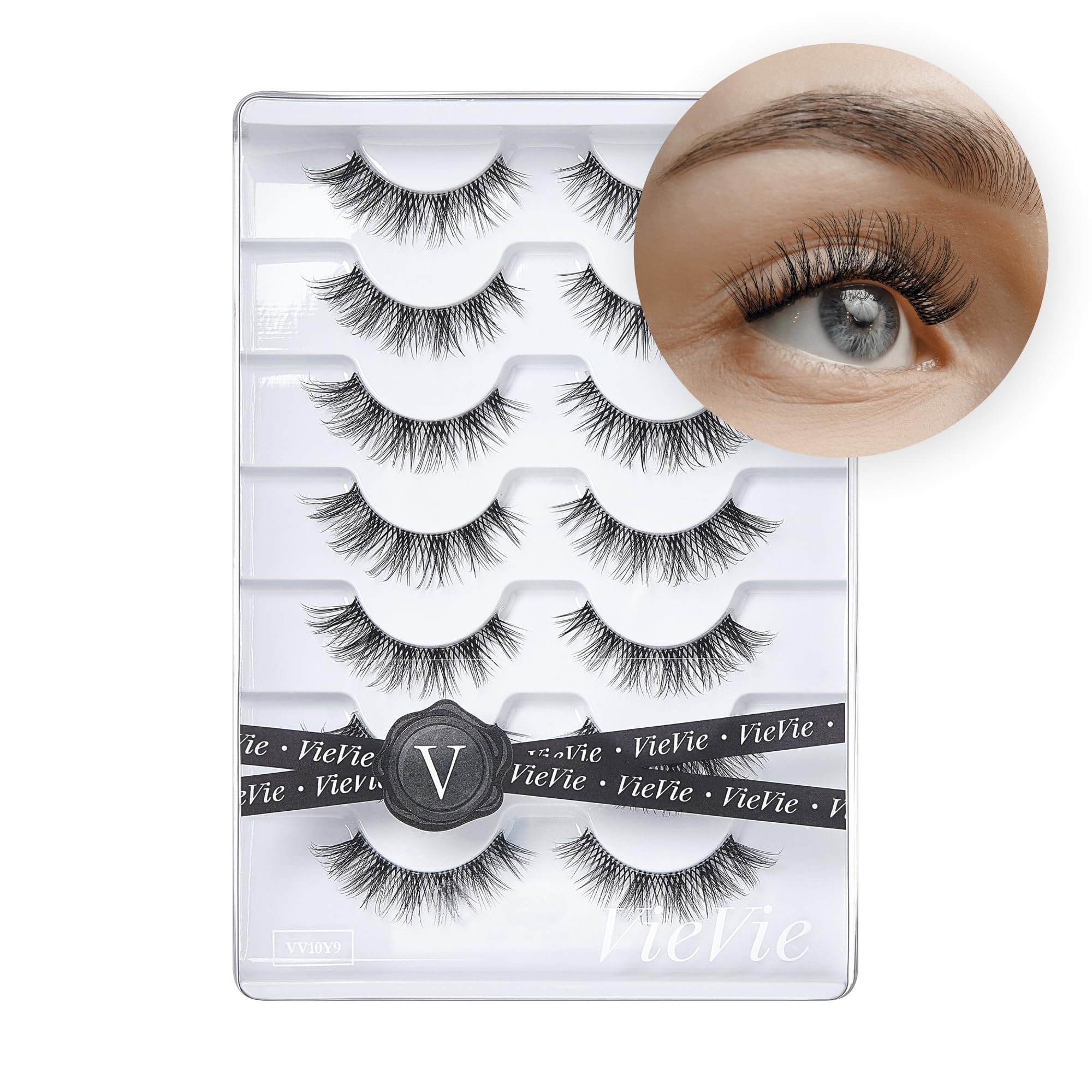 VieVie False Lashes Strip Fake Eyelashes Natural to Dramatic Look Faux Mink Eye Lash Lightweight Wispies 7 Pairs