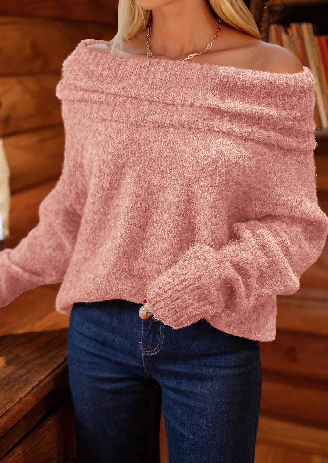 PRETTYGARDEN Women's Off The Shoulder Sweater Long Sleeve Tops 2026 Fall Loose Knit Pullover Sweaters Winter Clothes - Image 6