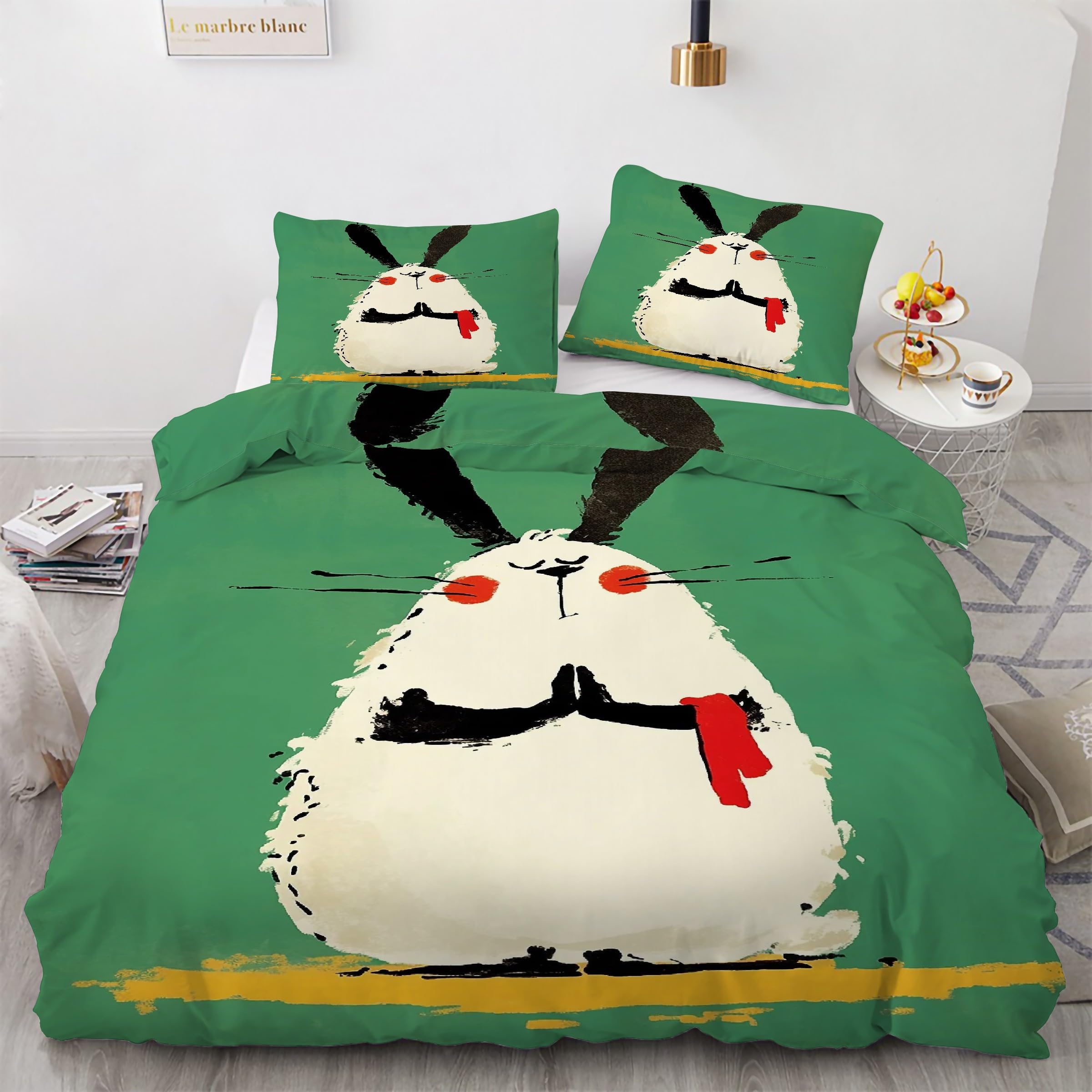 Housse de couette 240 x 260 microfibre douce parure verte imprimé animaux