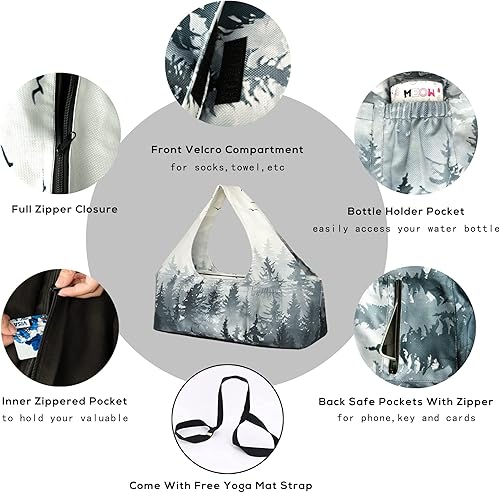 Miniatura 3 de Bolsa para esterilla de yoga Bolsa de yoga grande con correa para esterilla de yoga, cremallera y bolsillos, bolsas de yoga y transportadores que