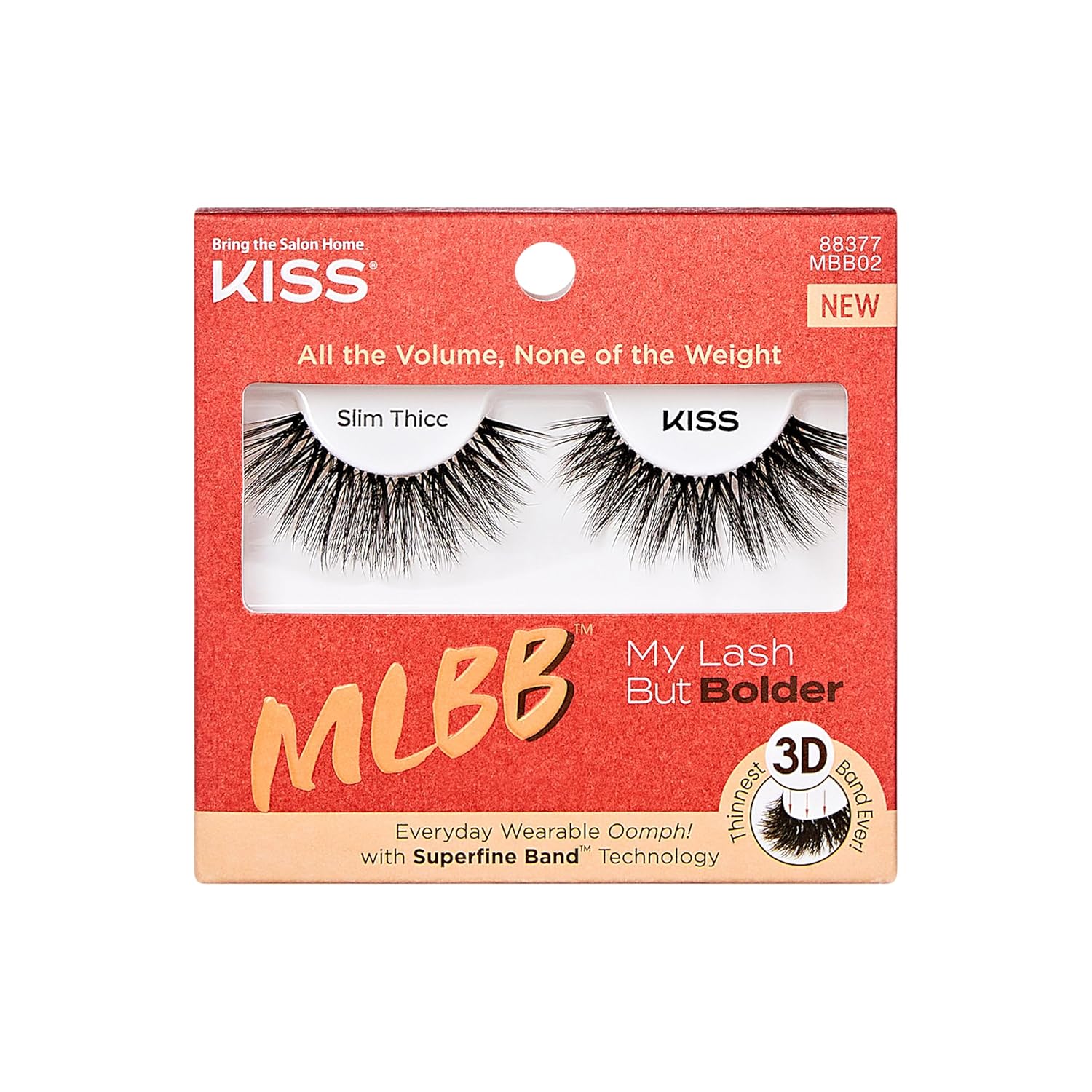 KISS My Lash But Bolder False Eyelashes Slim Thicc 16mm Includes 1 Pair Easy to Apply Reusable Lash